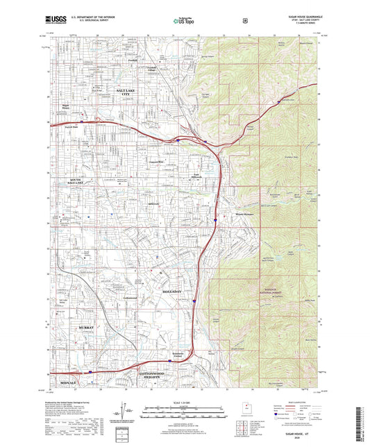 Sugar House Utah US Topo Map Image