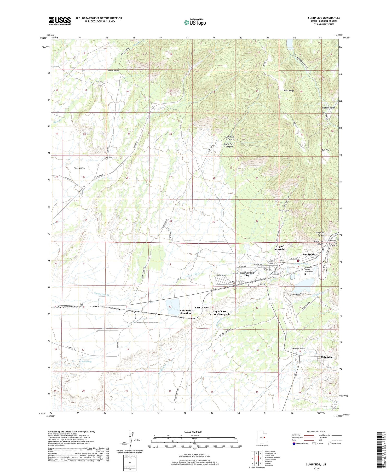 Sunnyside Utah US Topo Map Image