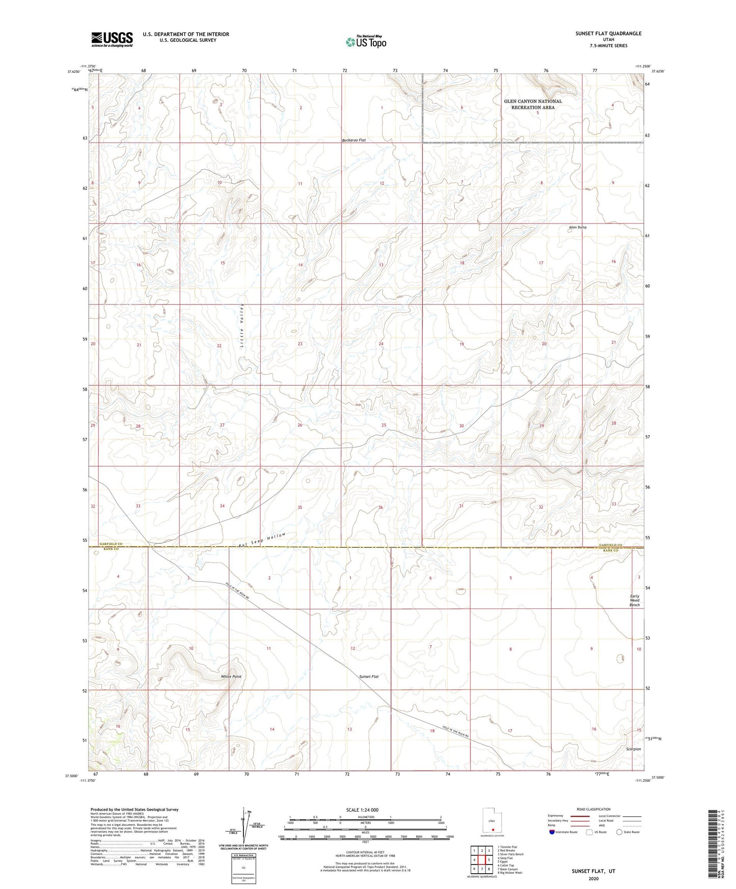 Sunset Flat Utah US Topo Map Image