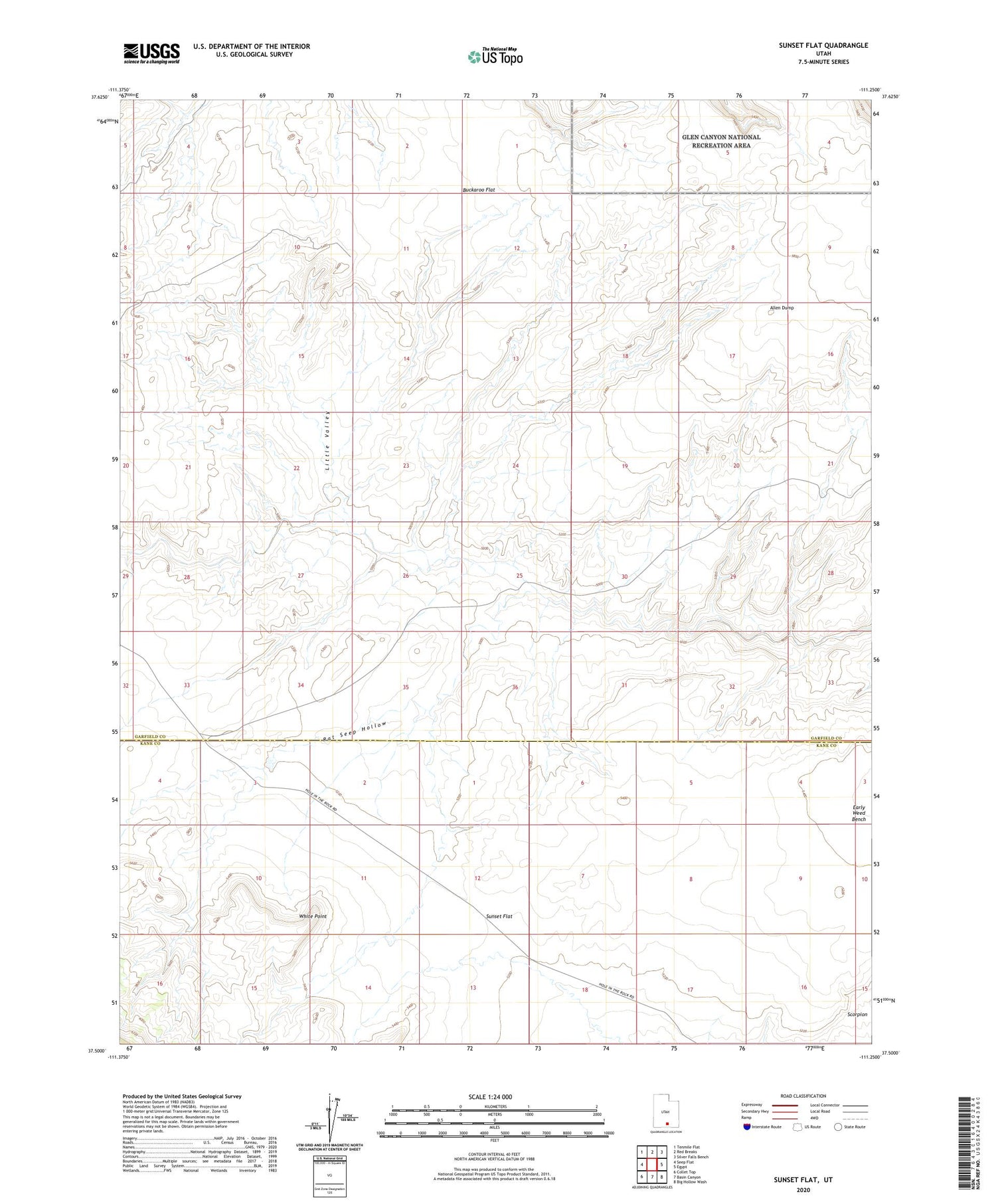Sunset Flat Utah US Topo Map Image