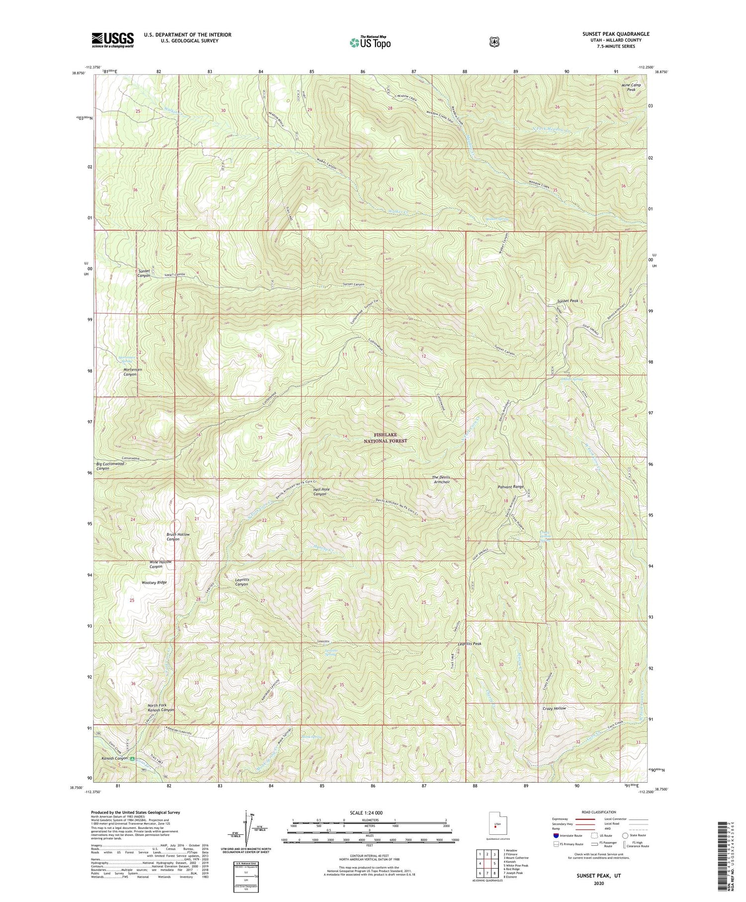 Sunset Peak Utah US Topo Map Image