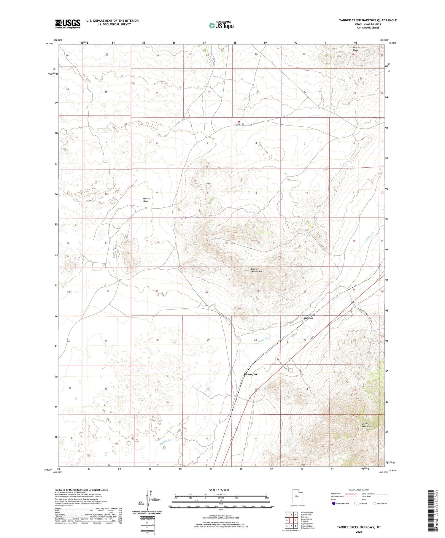 Tanner Creek Narrows Utah US Topo Map Image