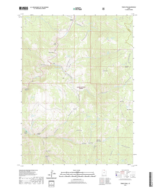 Temple Peak Utah US Topo Map Image
