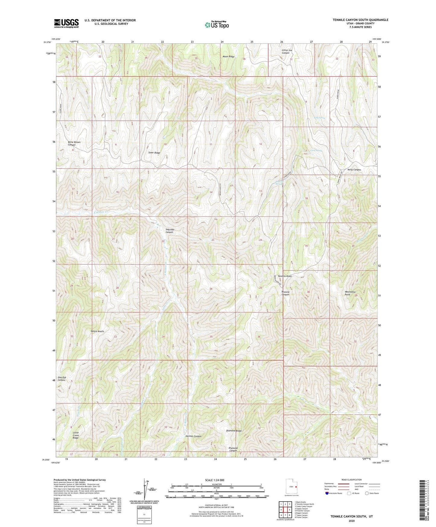 Tenmile Canyon South Utah US Topo Map Image