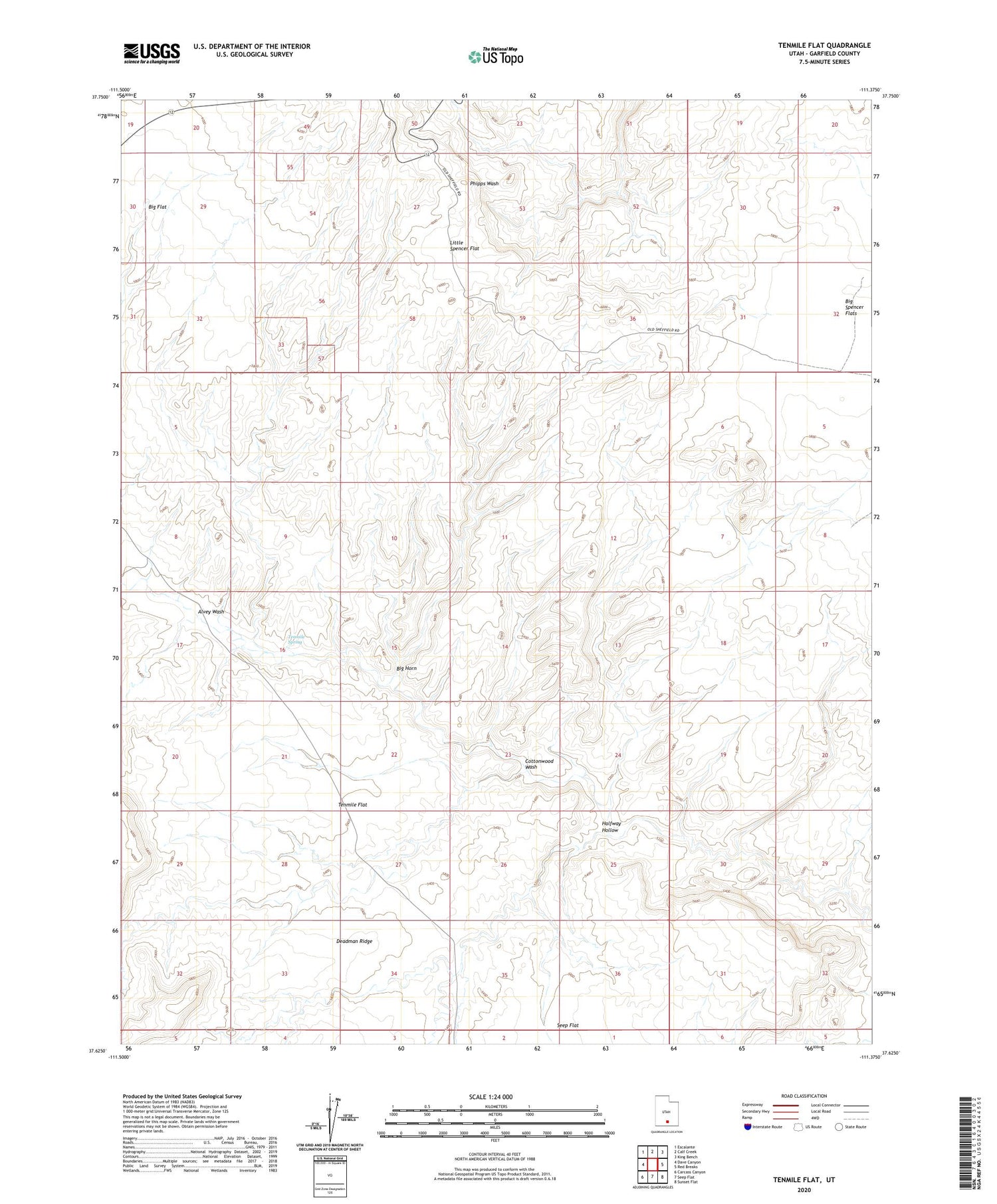 Tenmile Flat Utah US Topo Map Image