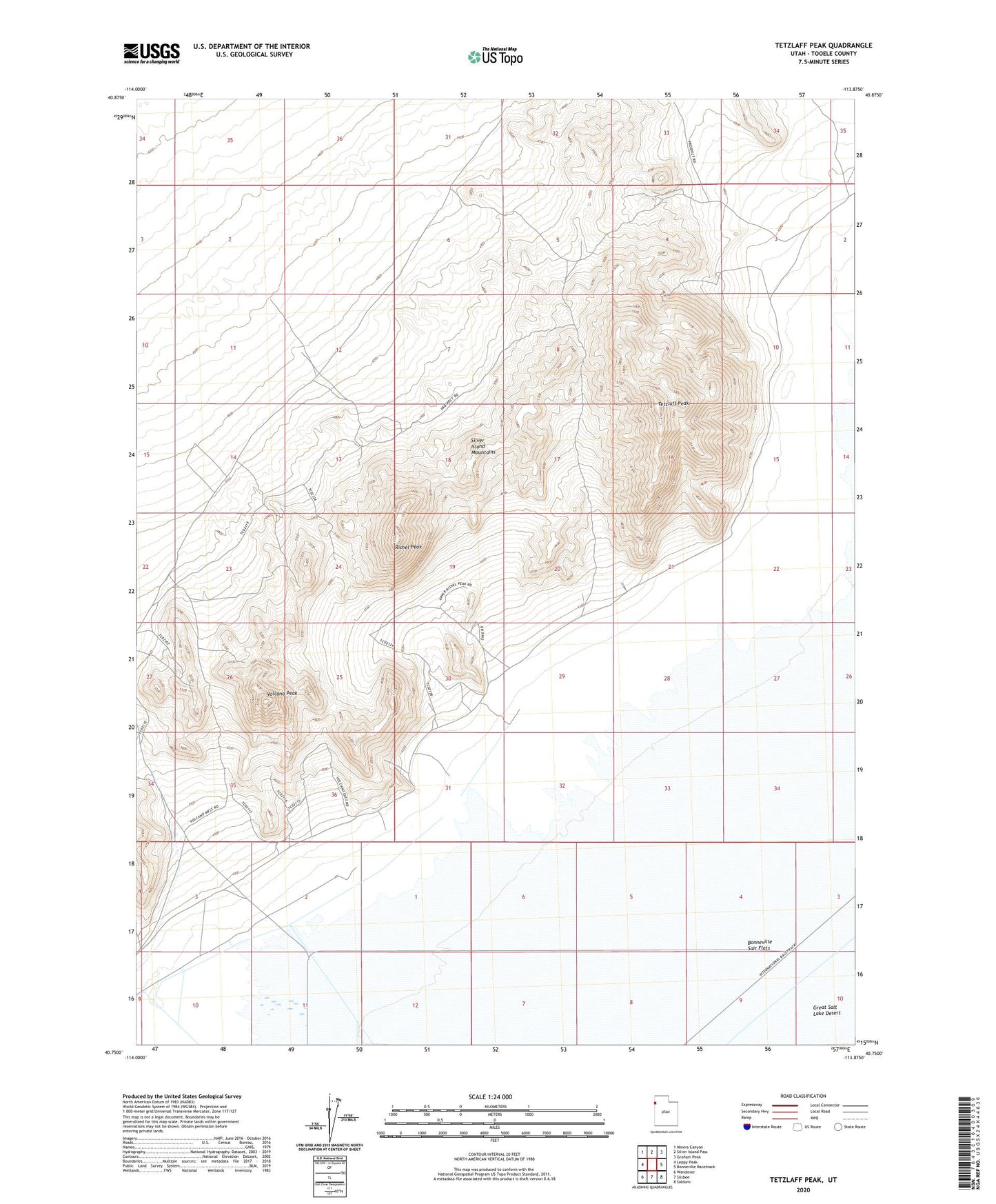 Tetzlaff Peak Utah US Topo Map Image