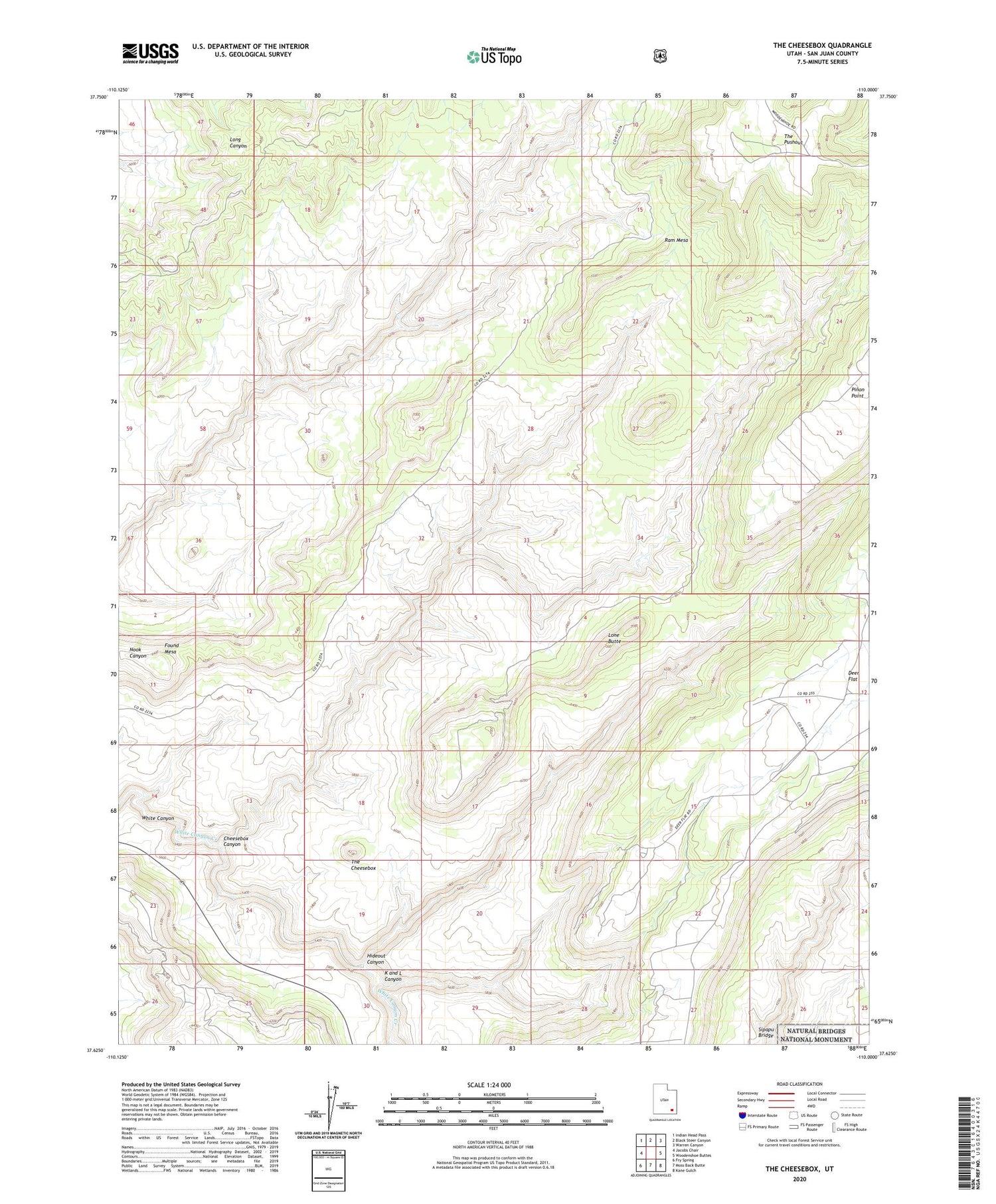 The Cheesebox Utah US Topo Map Image