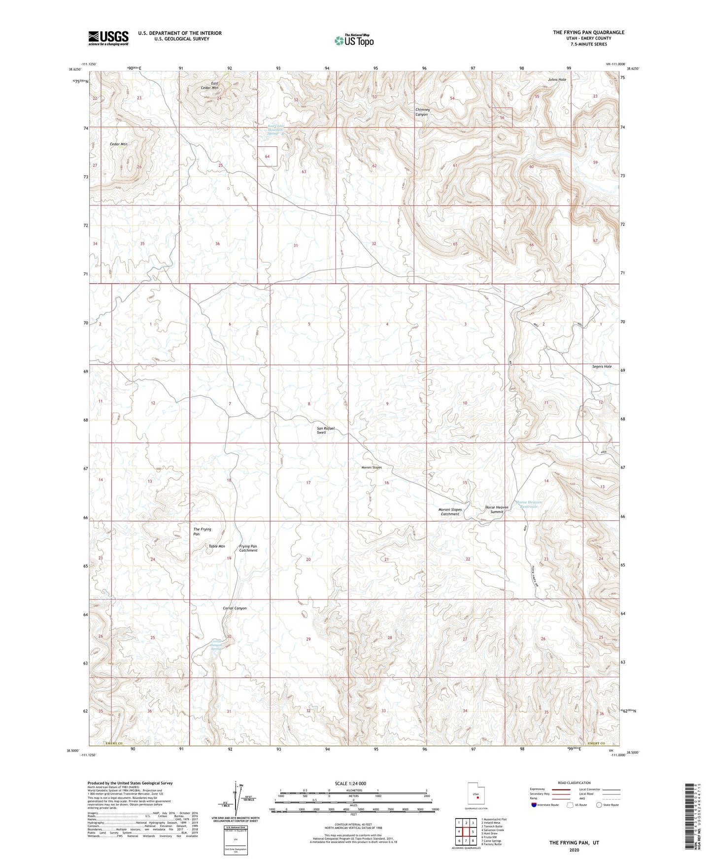The Frying Pan Utah US Topo Map Image