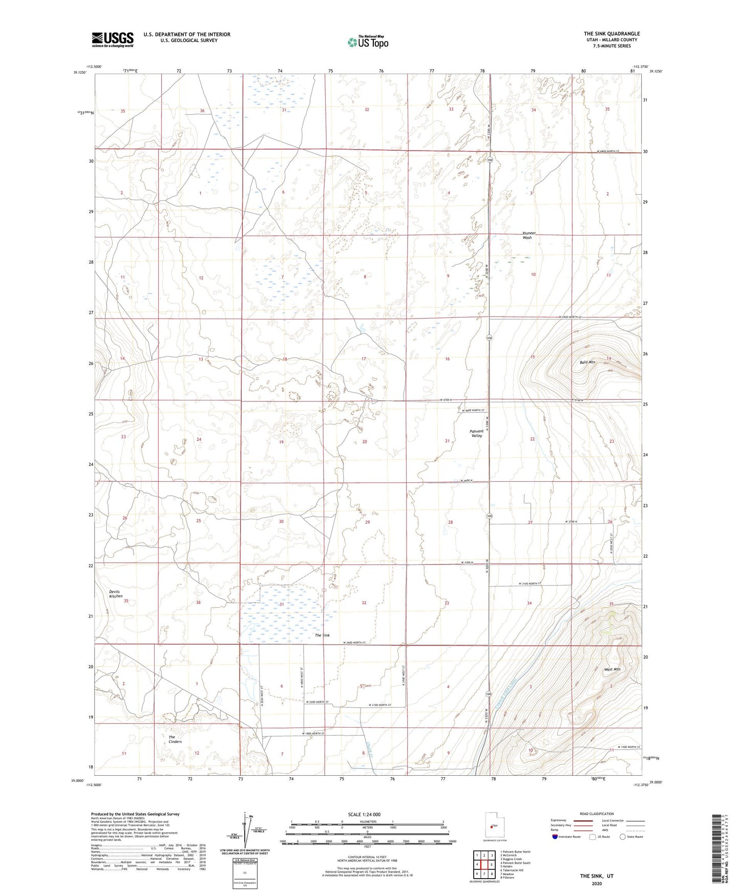 The Sink Utah US Topo Map Image