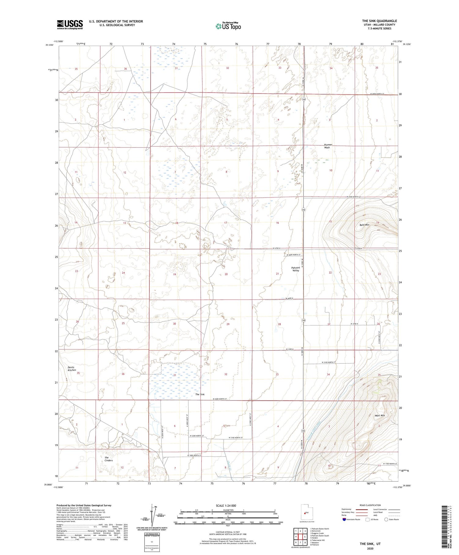 The Sink Utah US Topo Map Image
