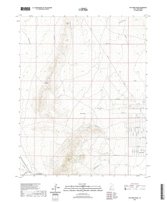 The Three Peaks Utah US Topo Map Image