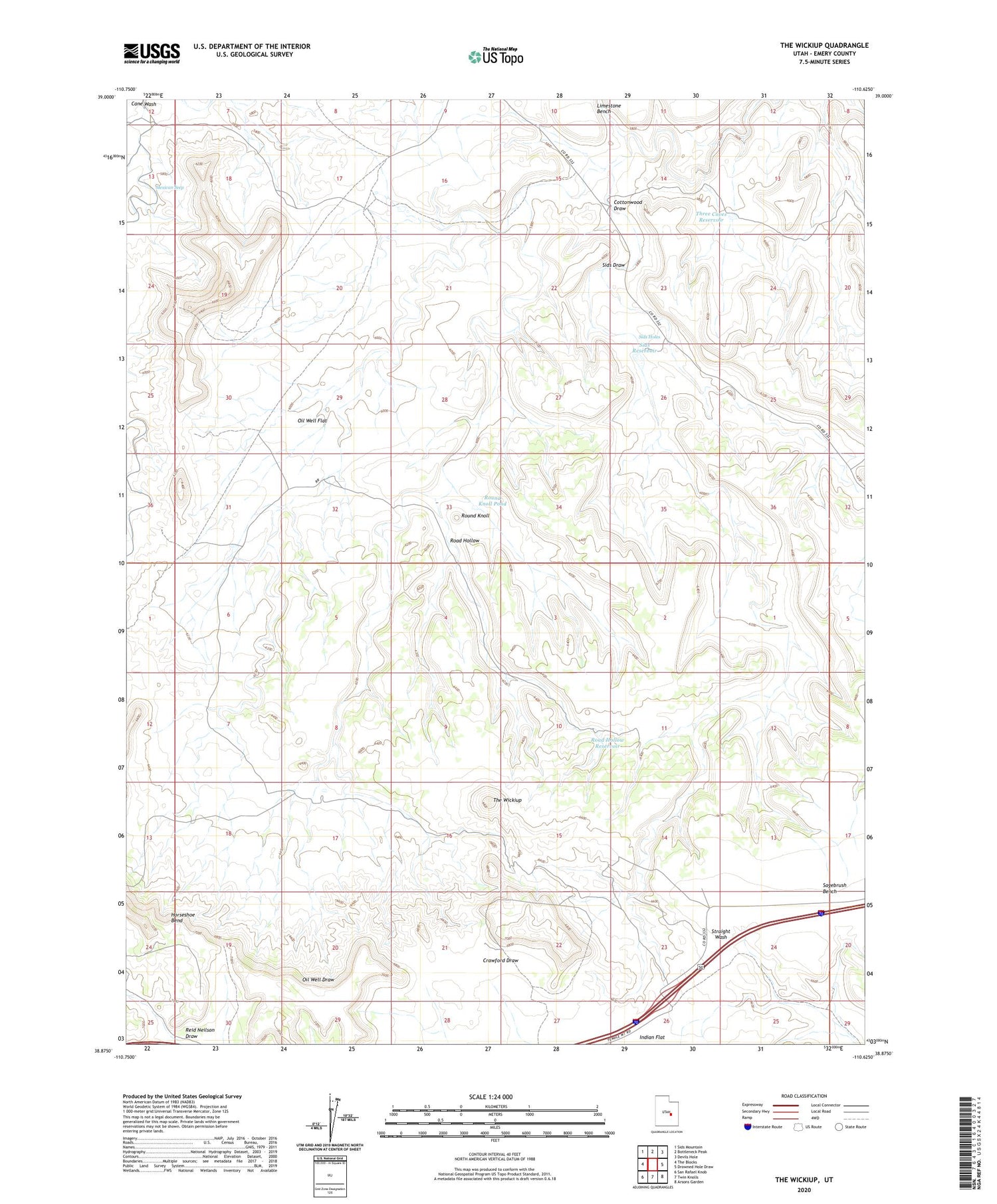 The Wickiup Utah US Topo Map Image