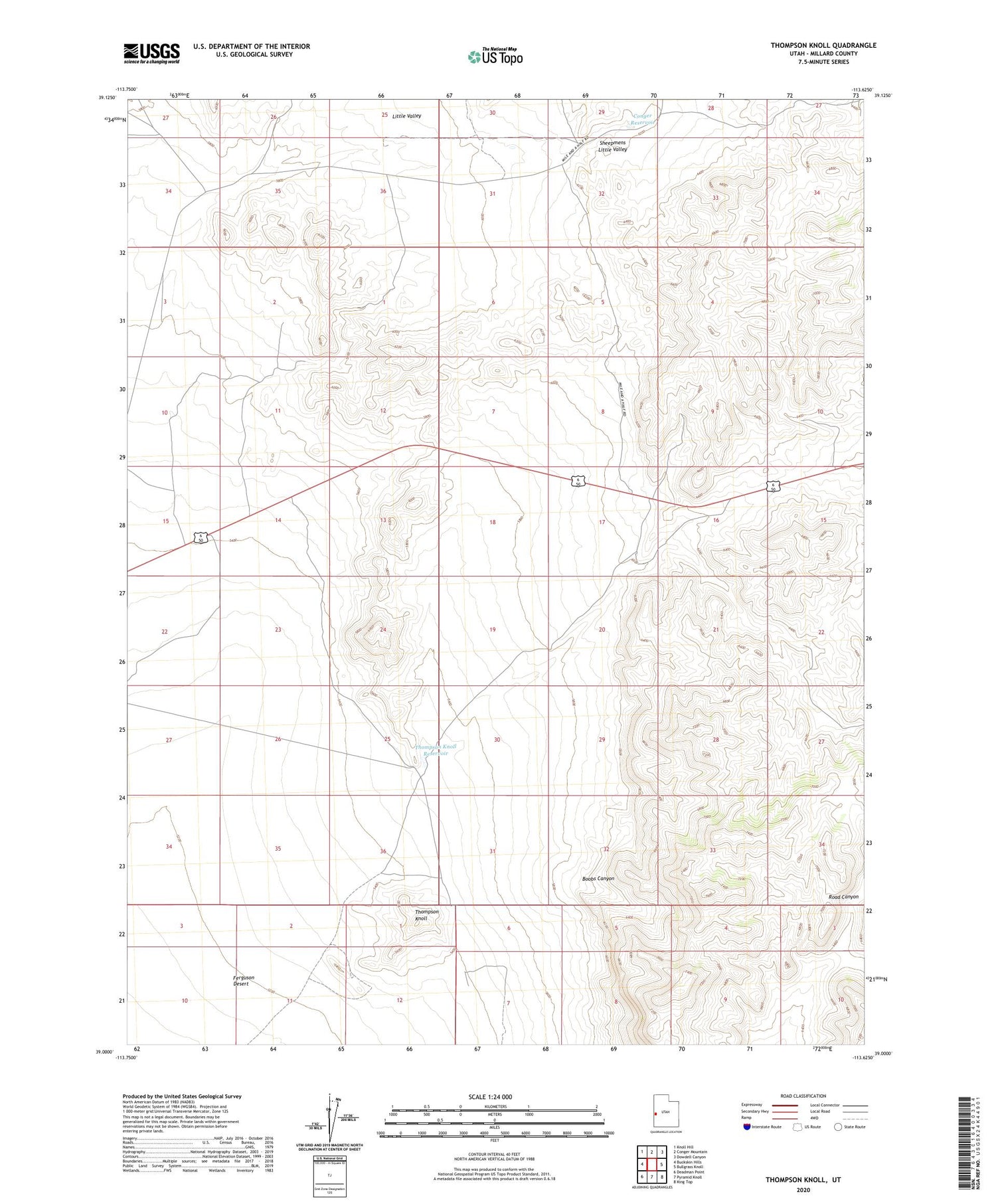 Thompson Knoll Utah US Topo Map Image