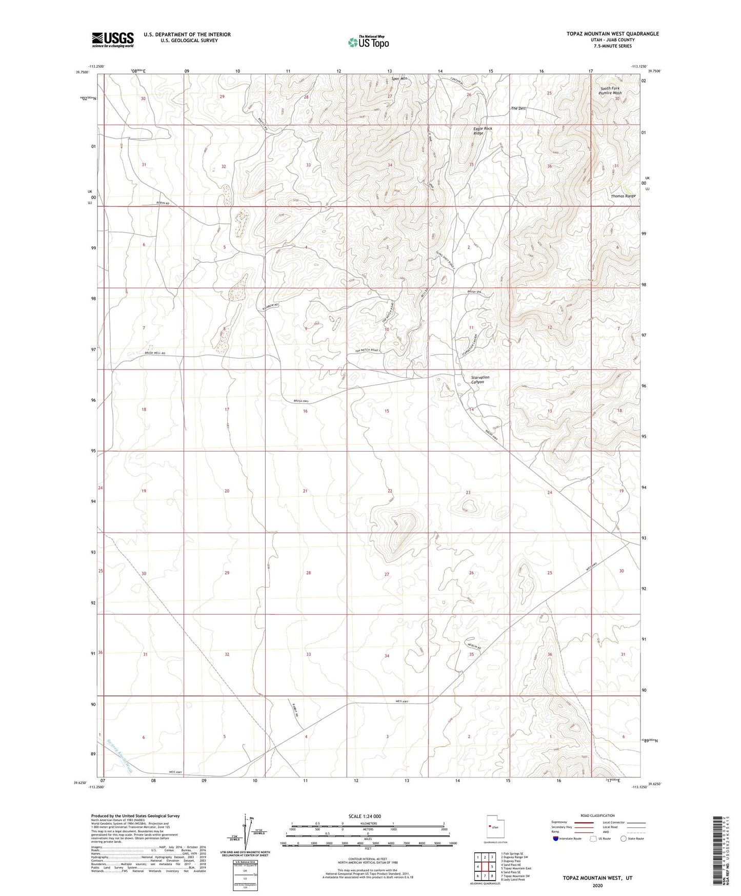 Topaz Mountain West Utah US Topo Map Image