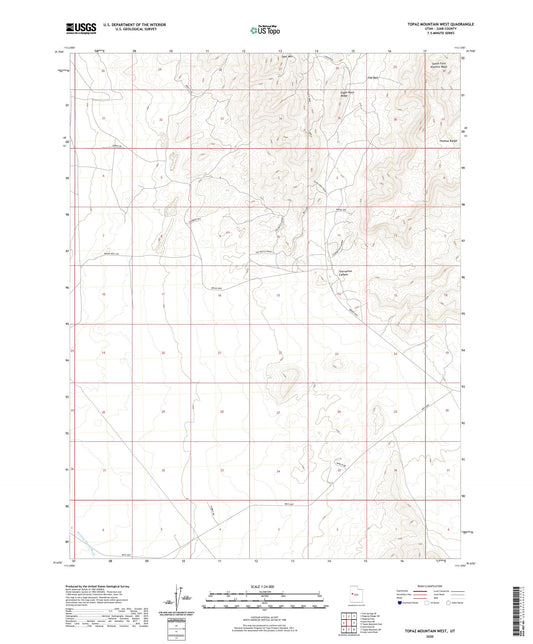 Topaz Mountain West Utah US Topo Map Image