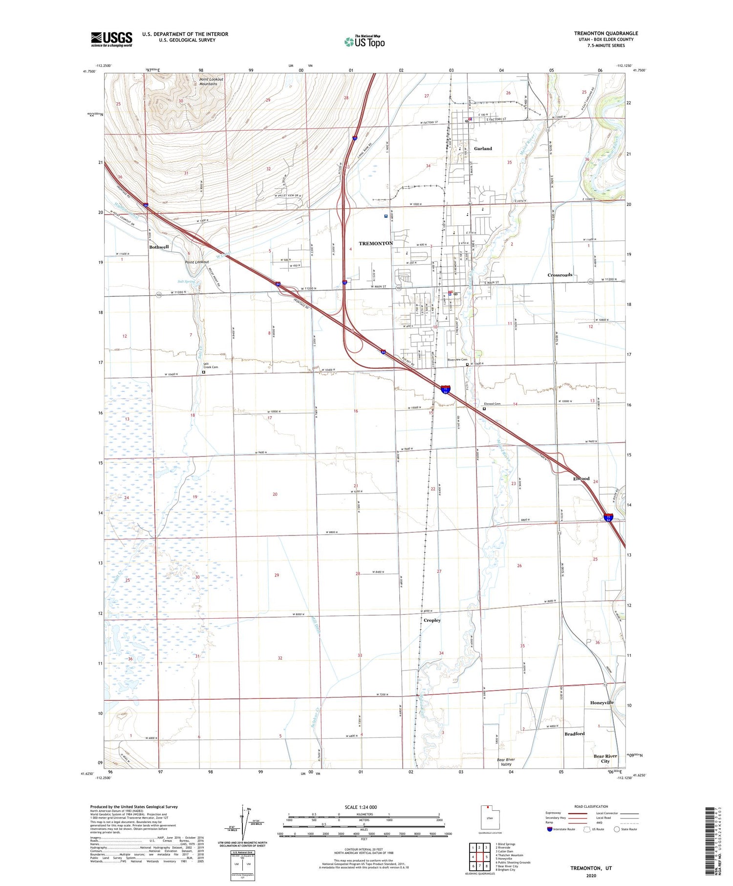 Tremonton Utah US Topo Map Image