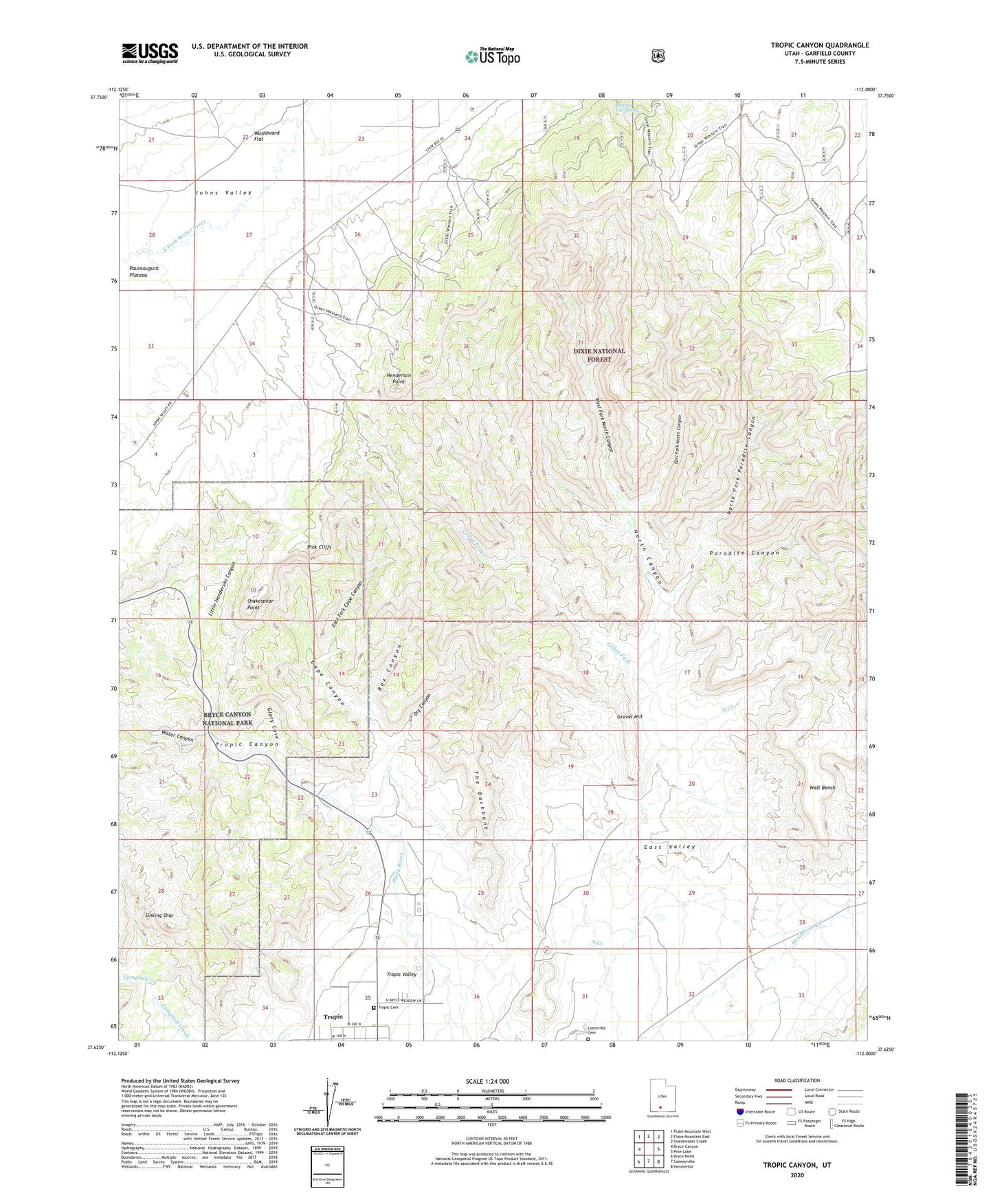 Tropic Canyon Utah US Topo Map Image