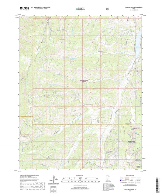 Tropic Reservoir Utah US Topo Map Image