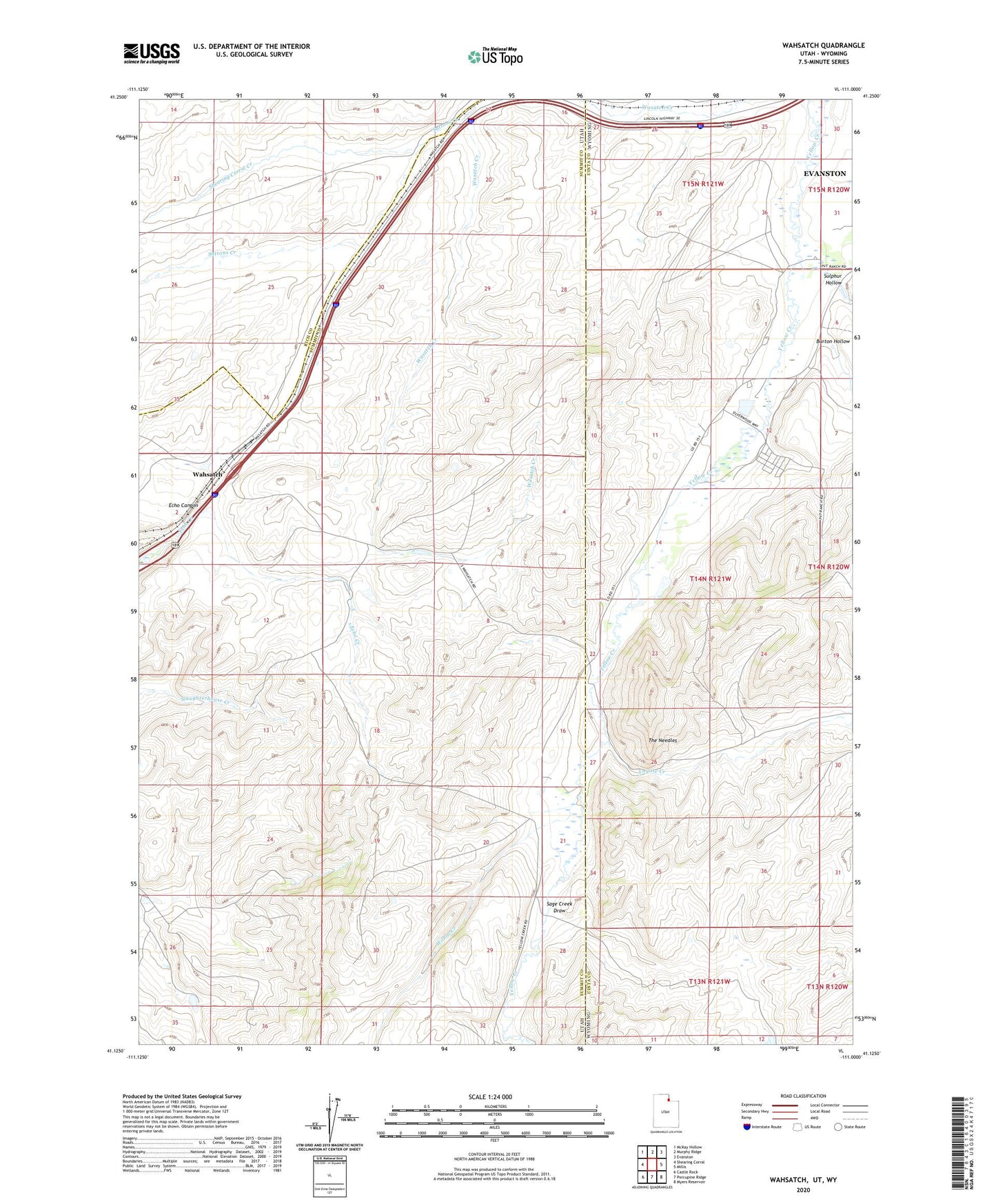 Wahsatch Utah US Topo Map Image