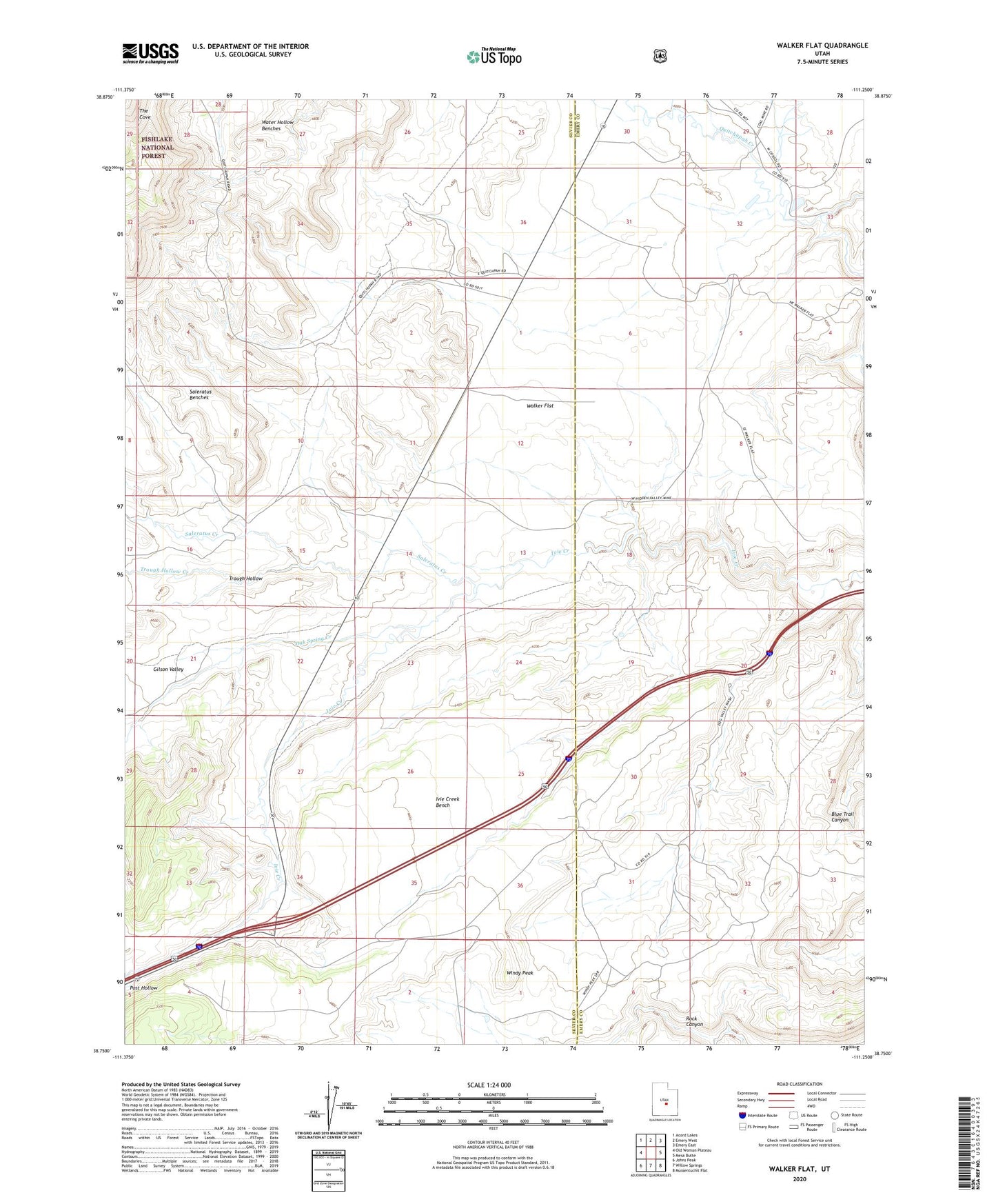 Walker Flat Utah US Topo Map Image