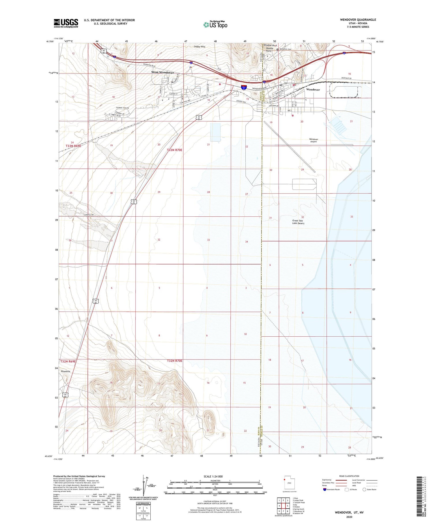 Wendover Utah US Topo Map Image