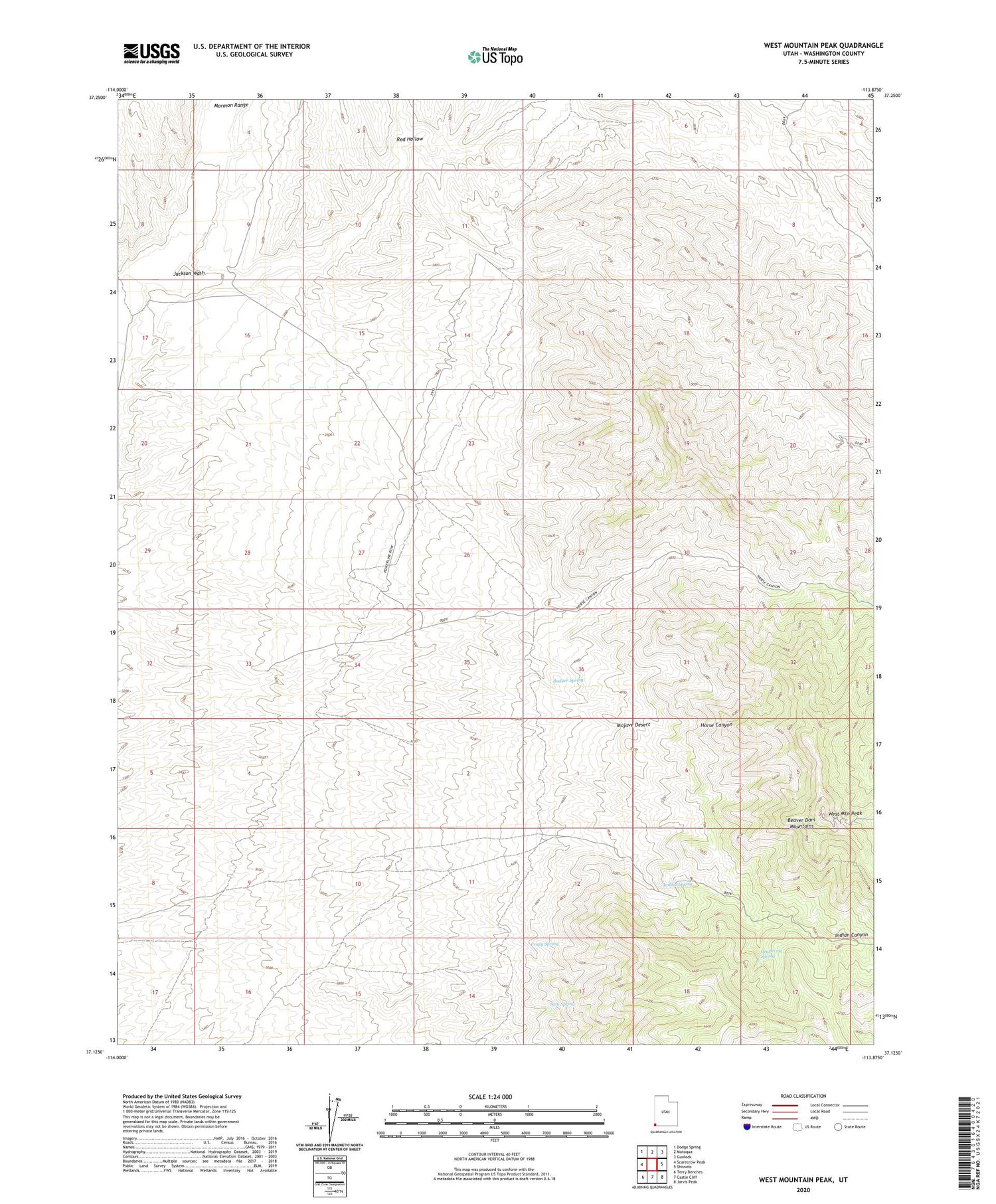 West Mountain Peak Utah US Topo Map Image