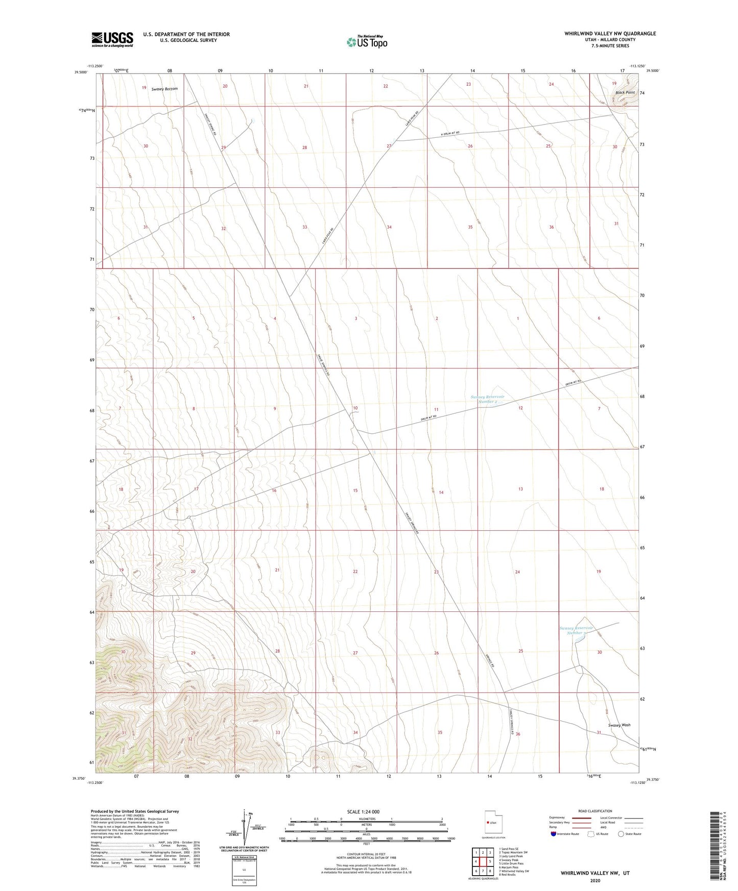 Whirlwind Valley NW Utah US Topo Map Image