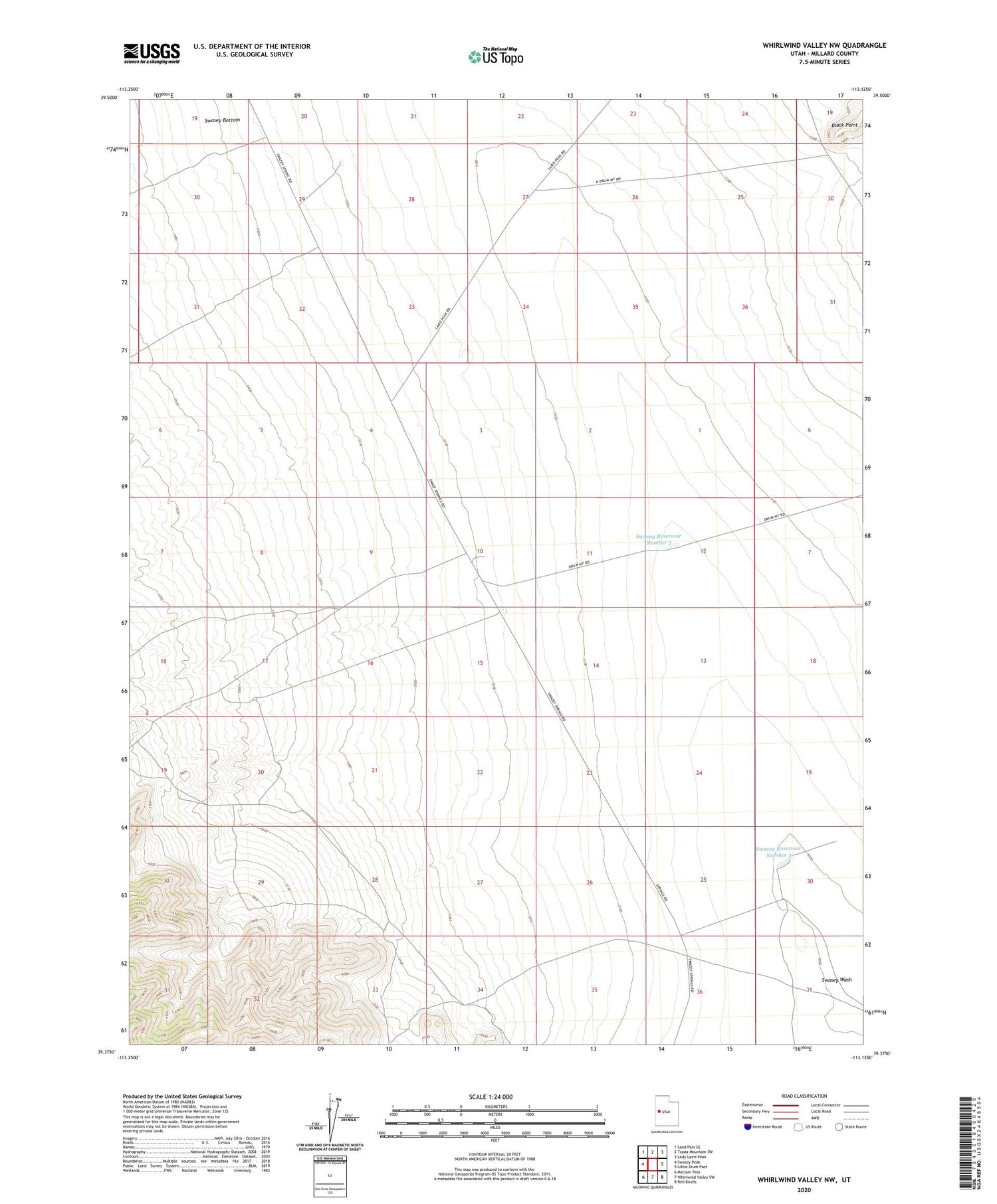 Whirlwind Valley NW Utah US Topo Map Image