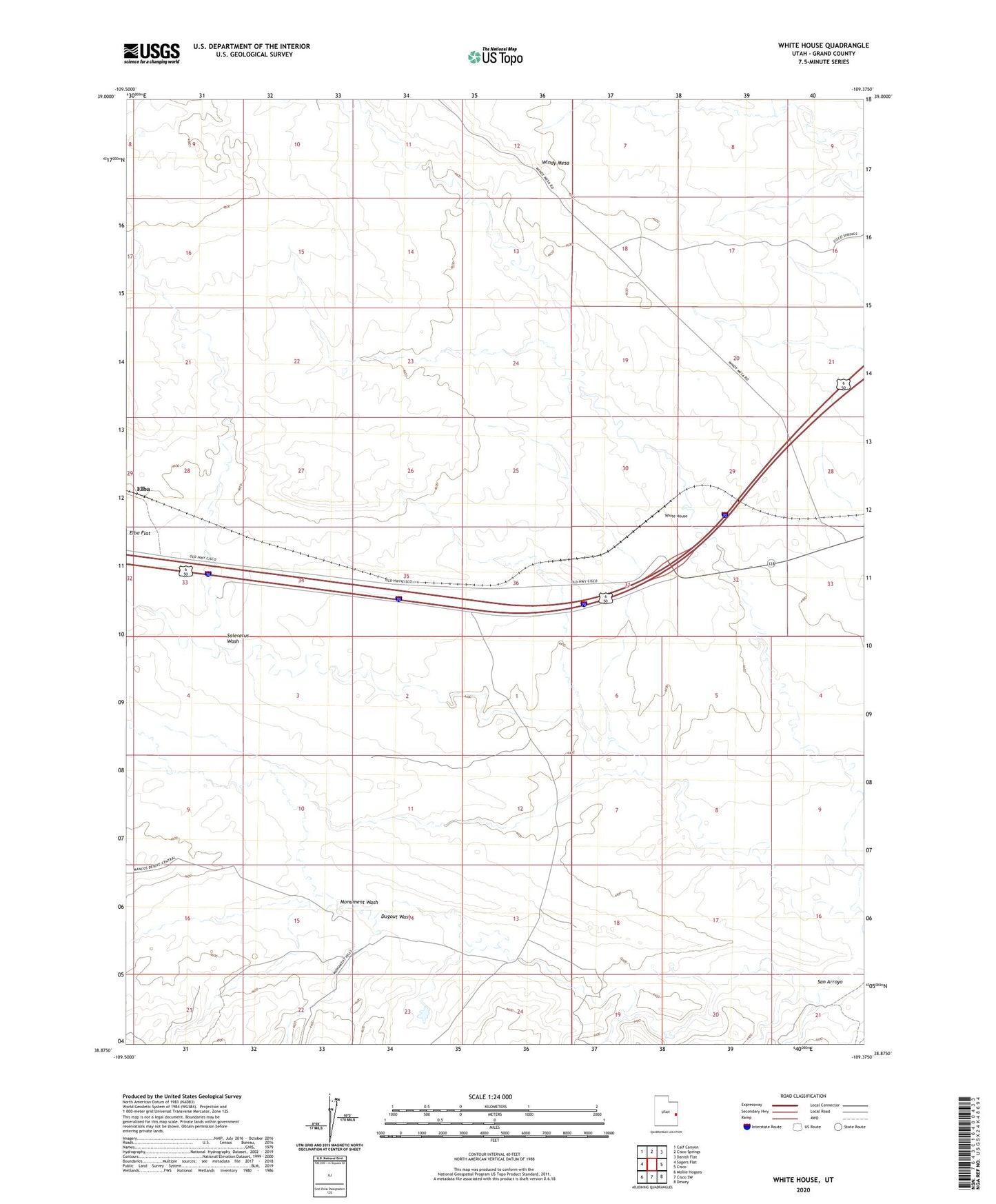 White House Utah US Topo Map Image