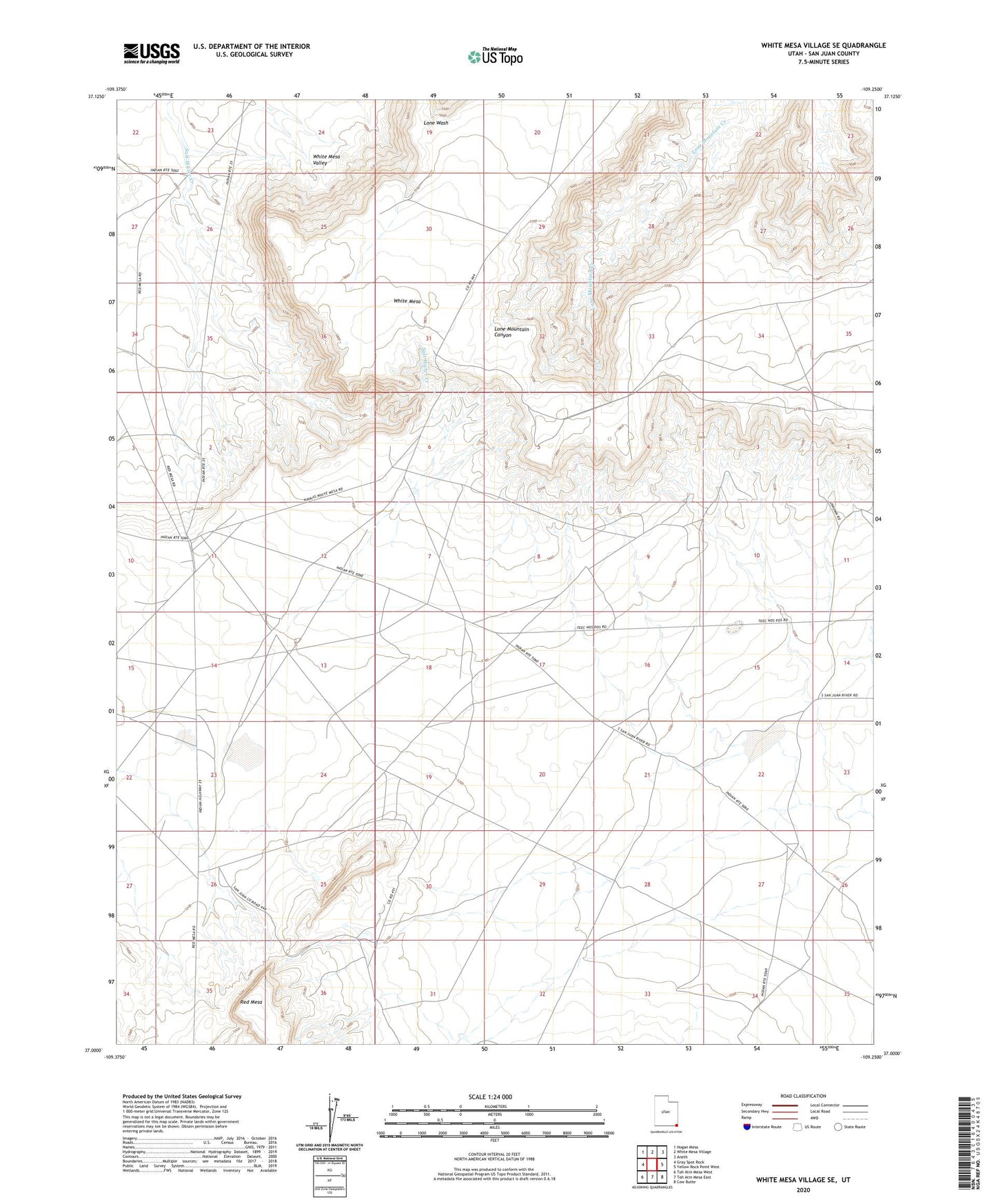 White Mesa Village SE Utah US Topo Map Image