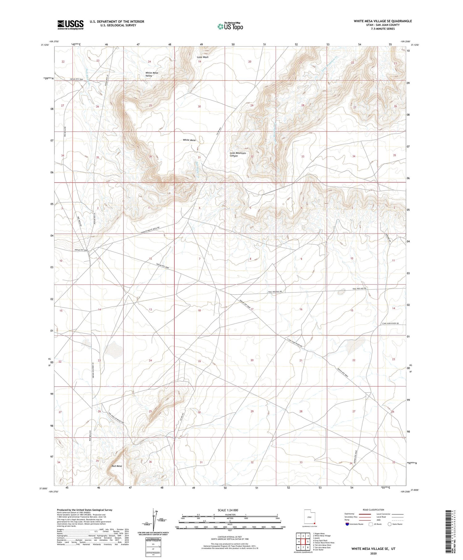 White Mesa Village SE Utah US Topo Map Image