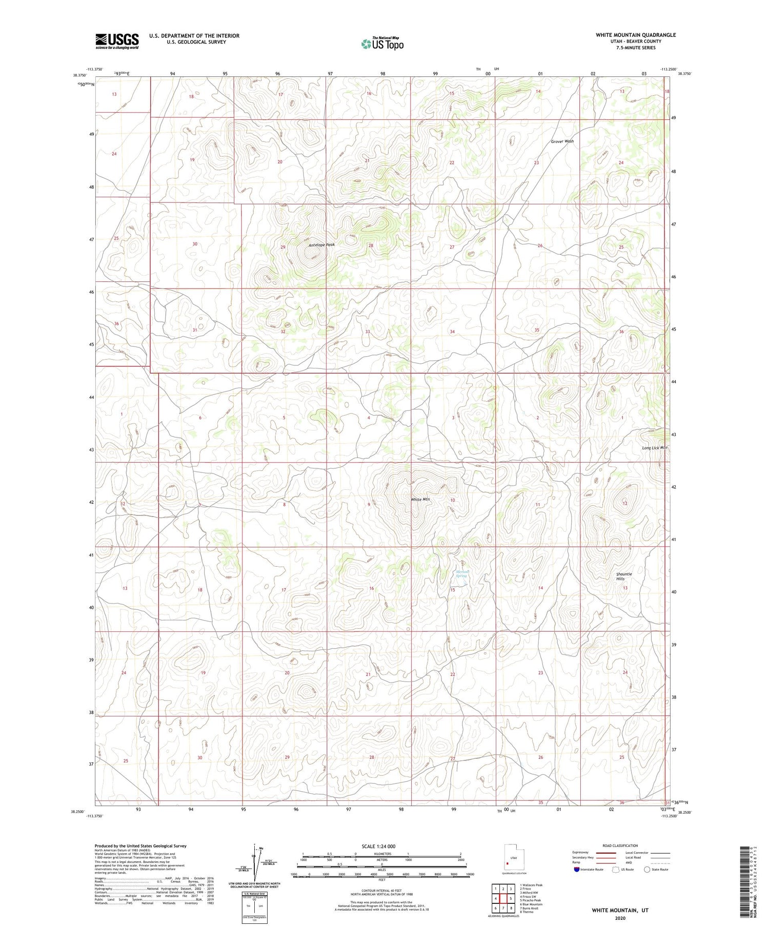 White Mountain Utah US Topo Map Image