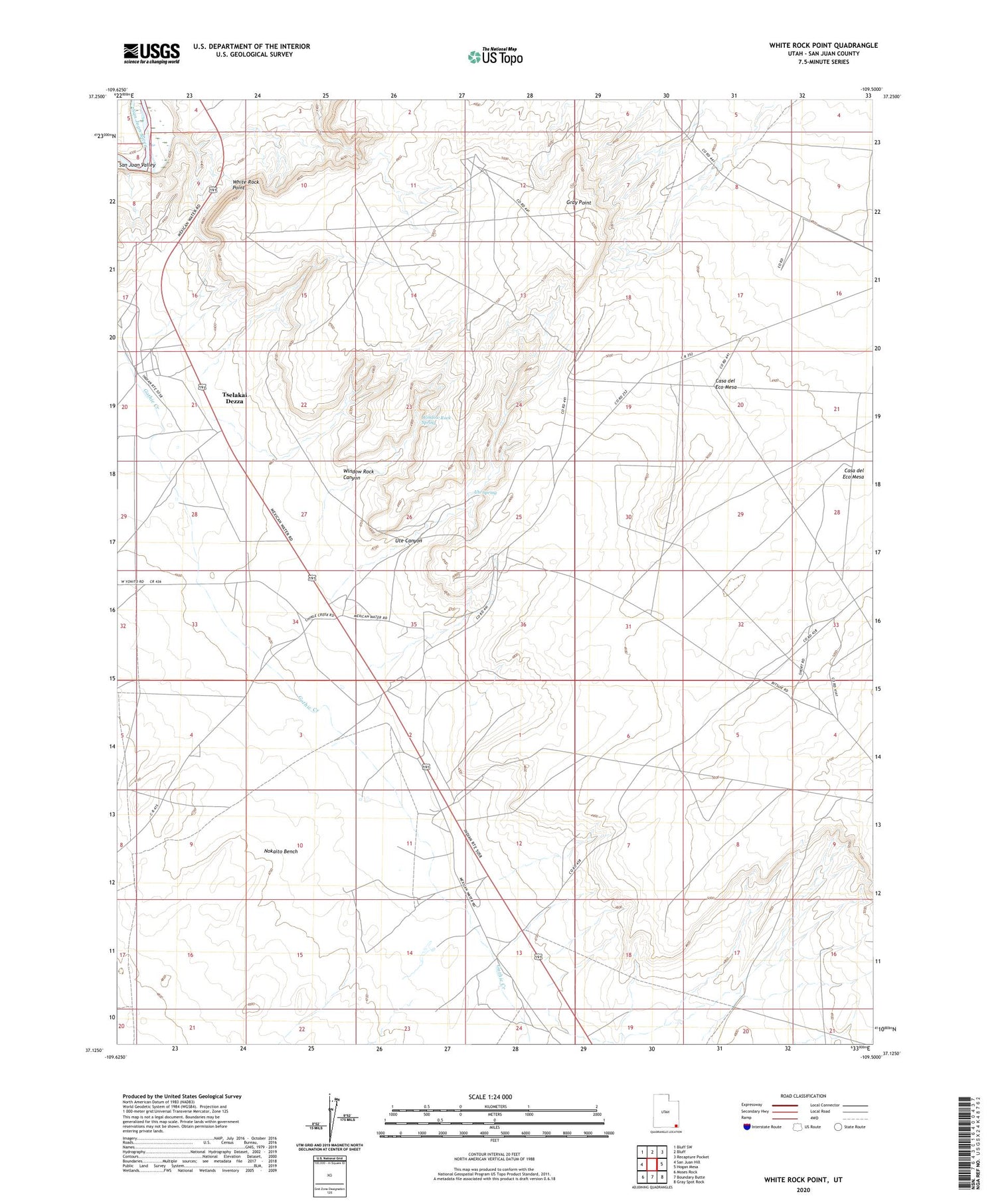 White Rock Point Utah US Topo Map Image