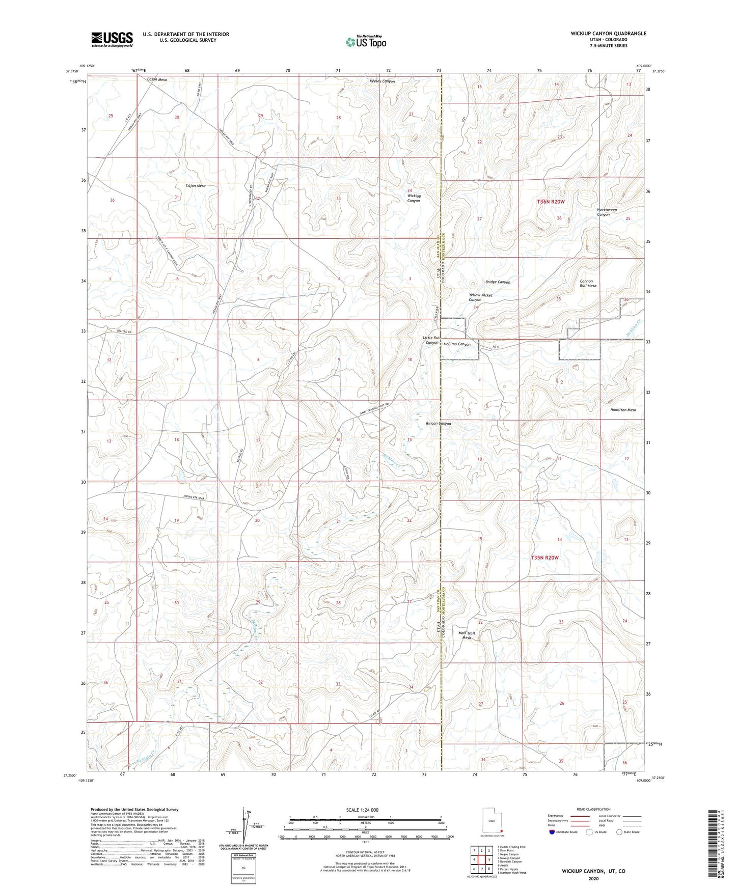 Wickiup Canyon Utah US Topo Map Image