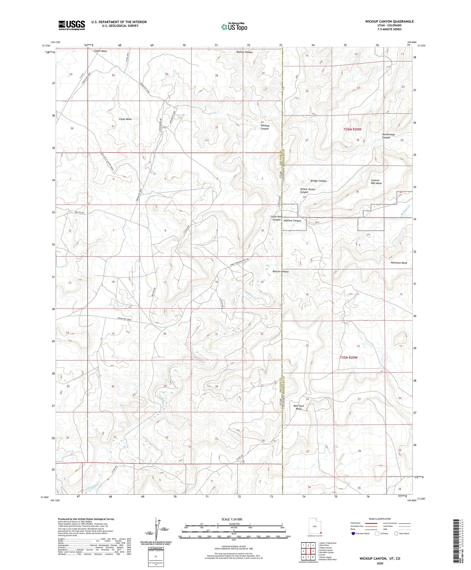 Wickiup Canyon Utah US Topo Map Image
