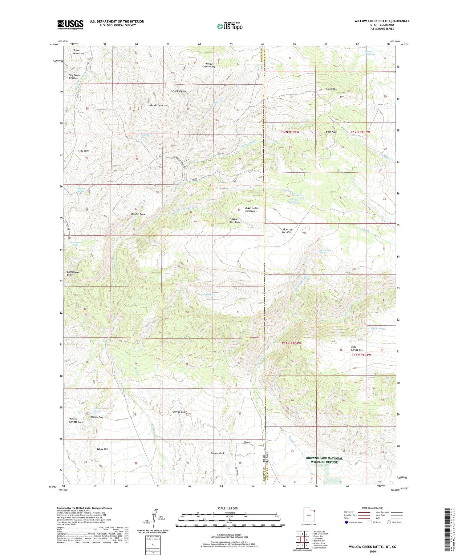 Willow Creek Butte Utah US Topo Map Image
