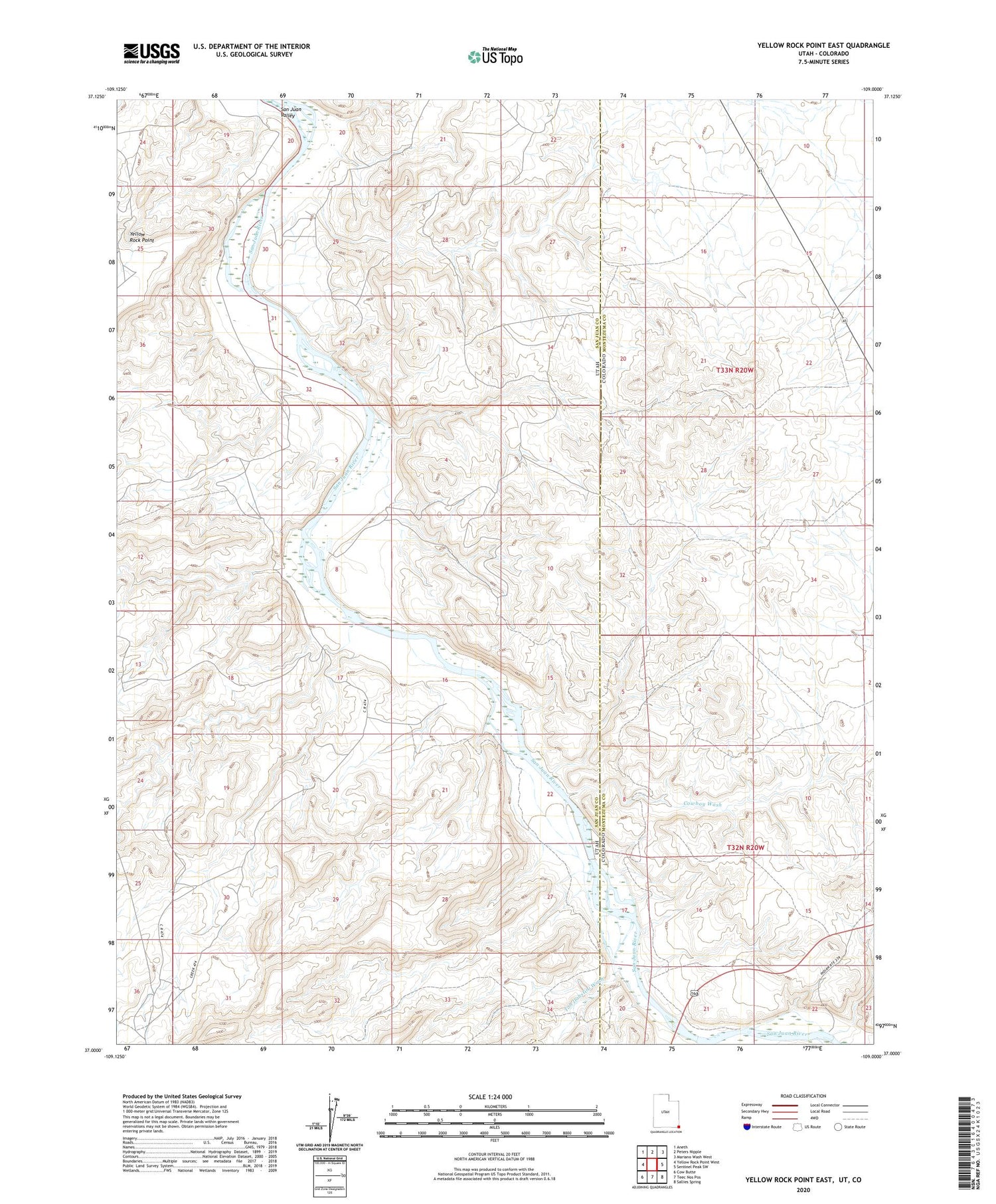 Yellow Rock Point East Utah US Topo Map Image
