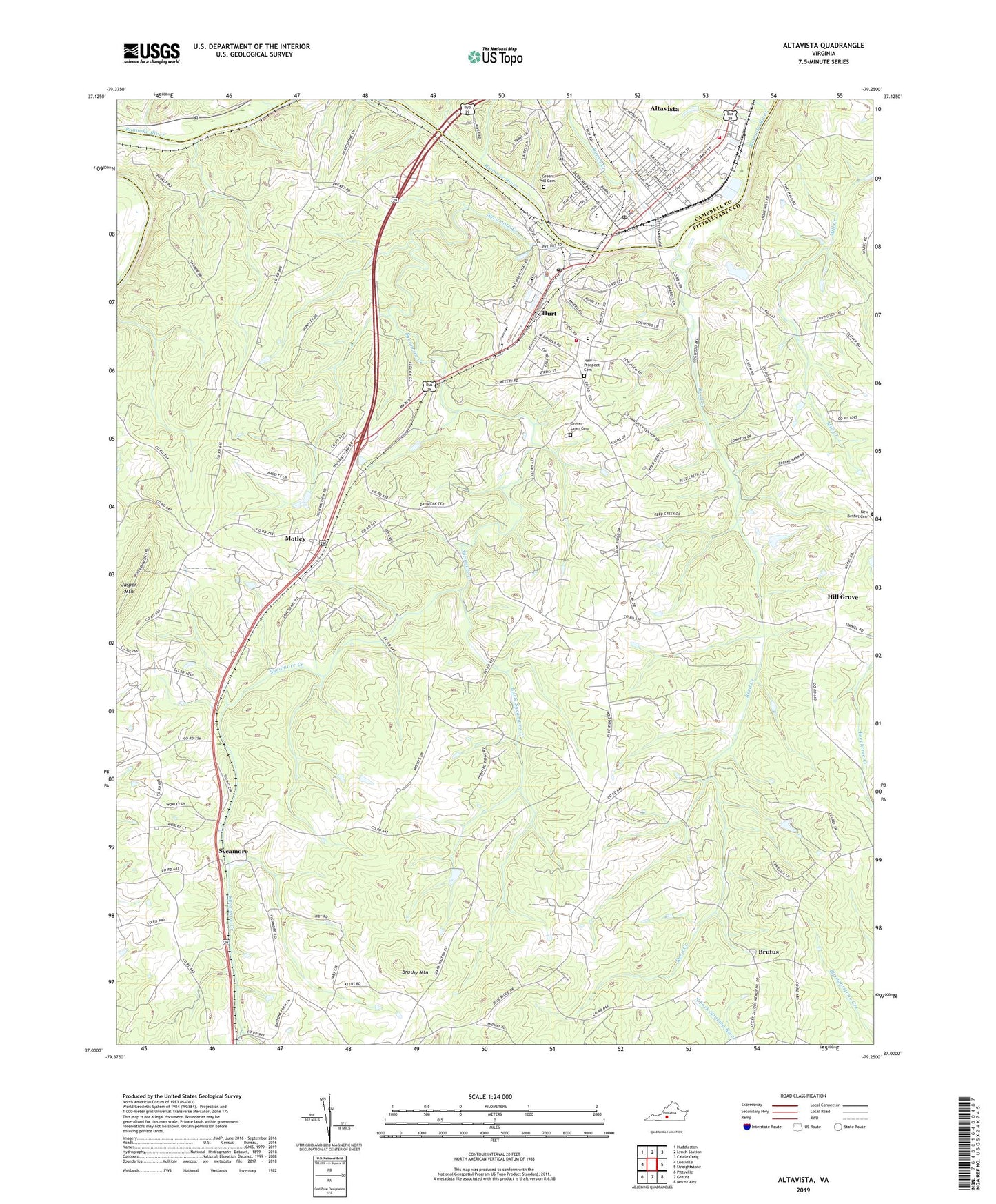Altavista Virginia US Topo Map Image