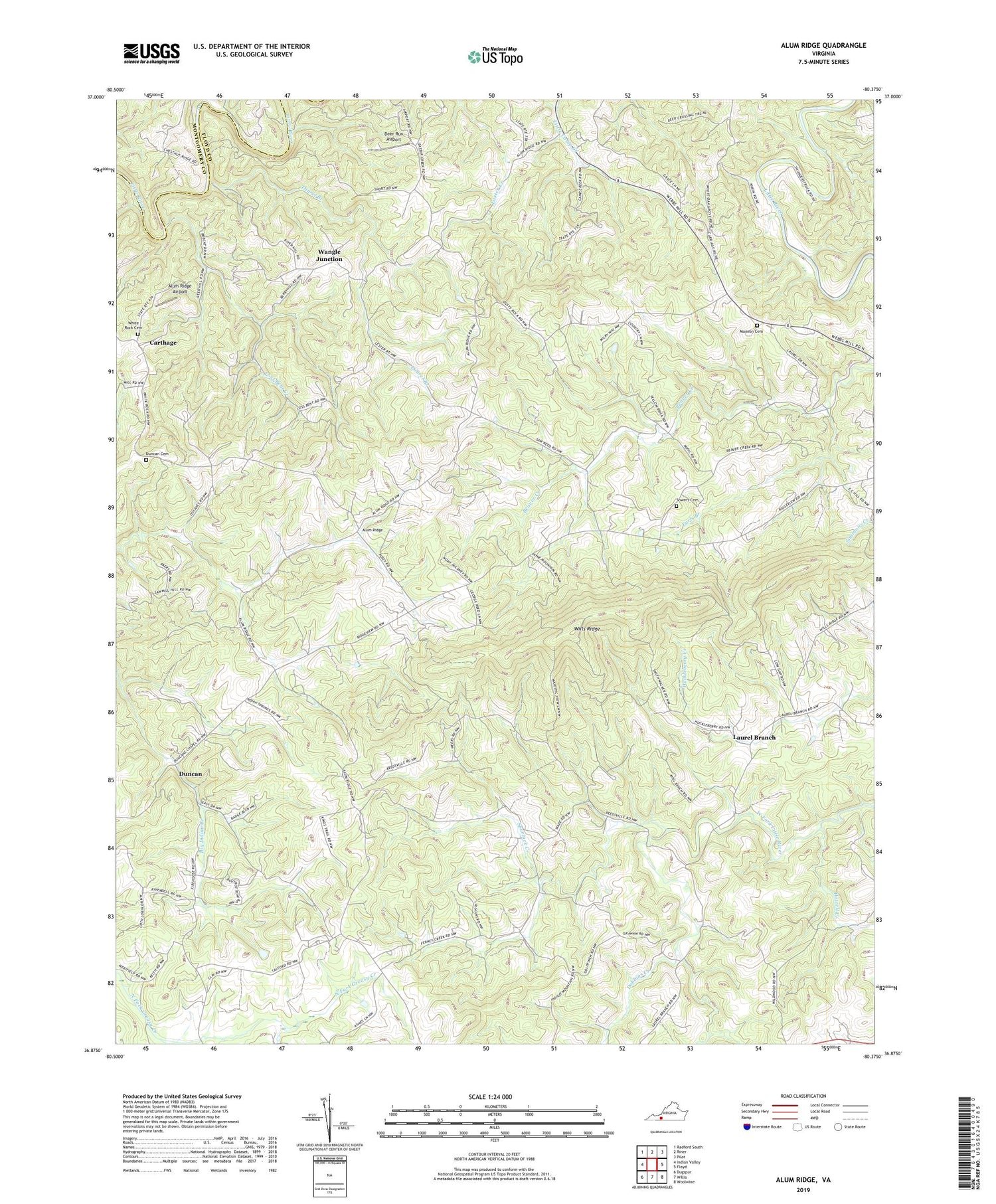 Alum Ridge Virginia US Topo Map Image
