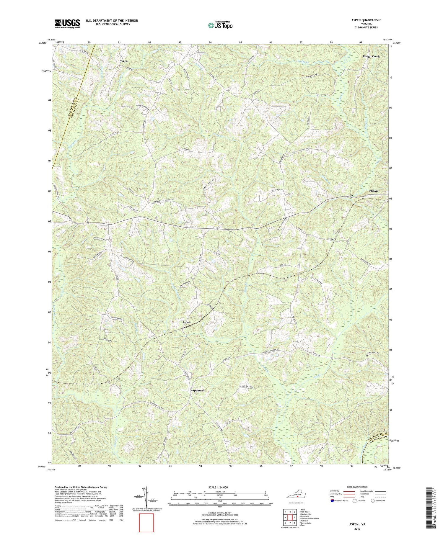 Aspen Virginia US Topo Map Image