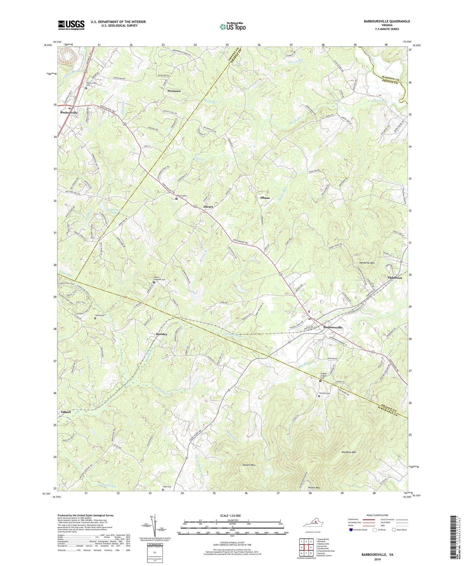 Barboursville Virginia US Topo Map Image
