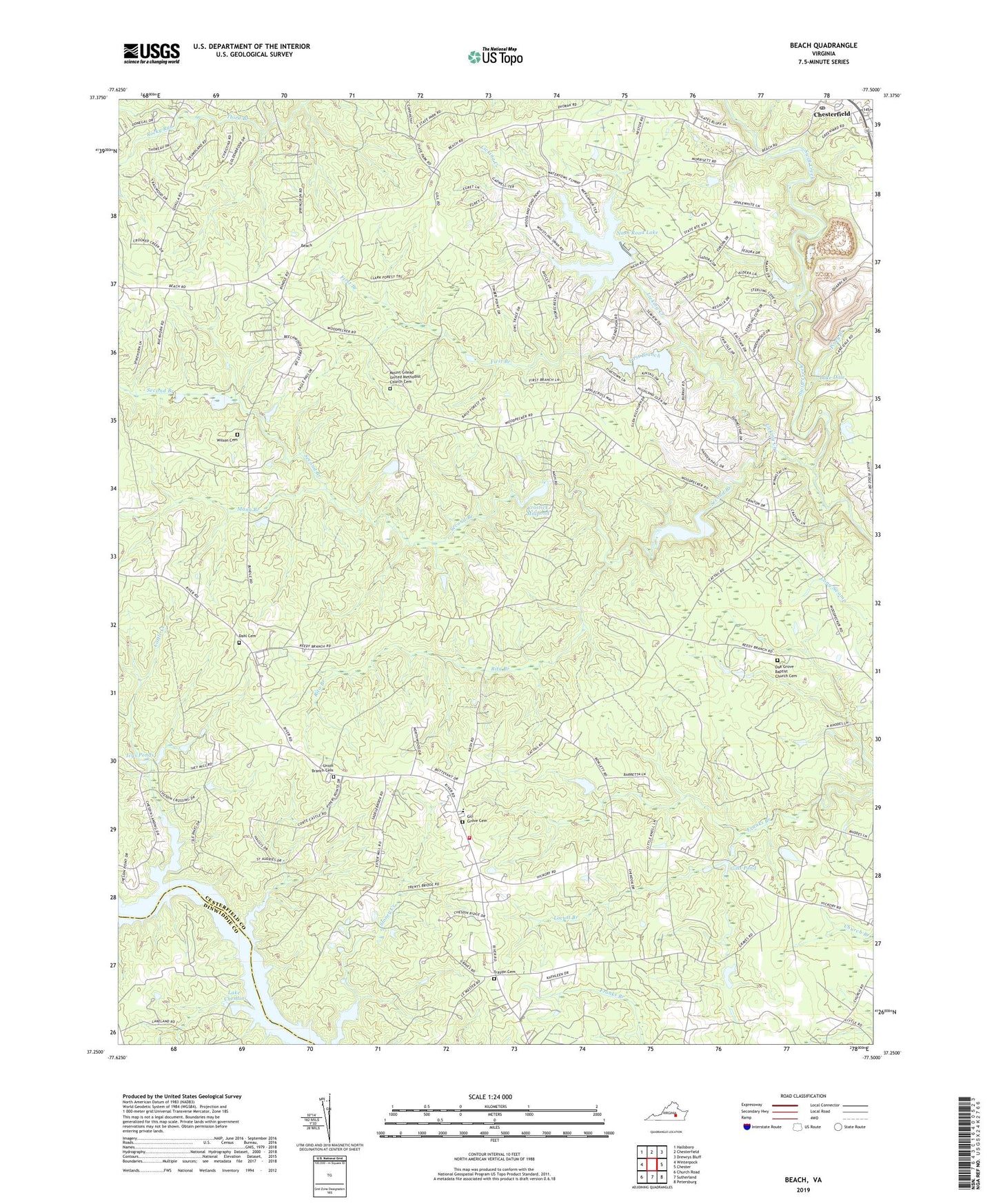 Beach Virginia US Topo Map Image