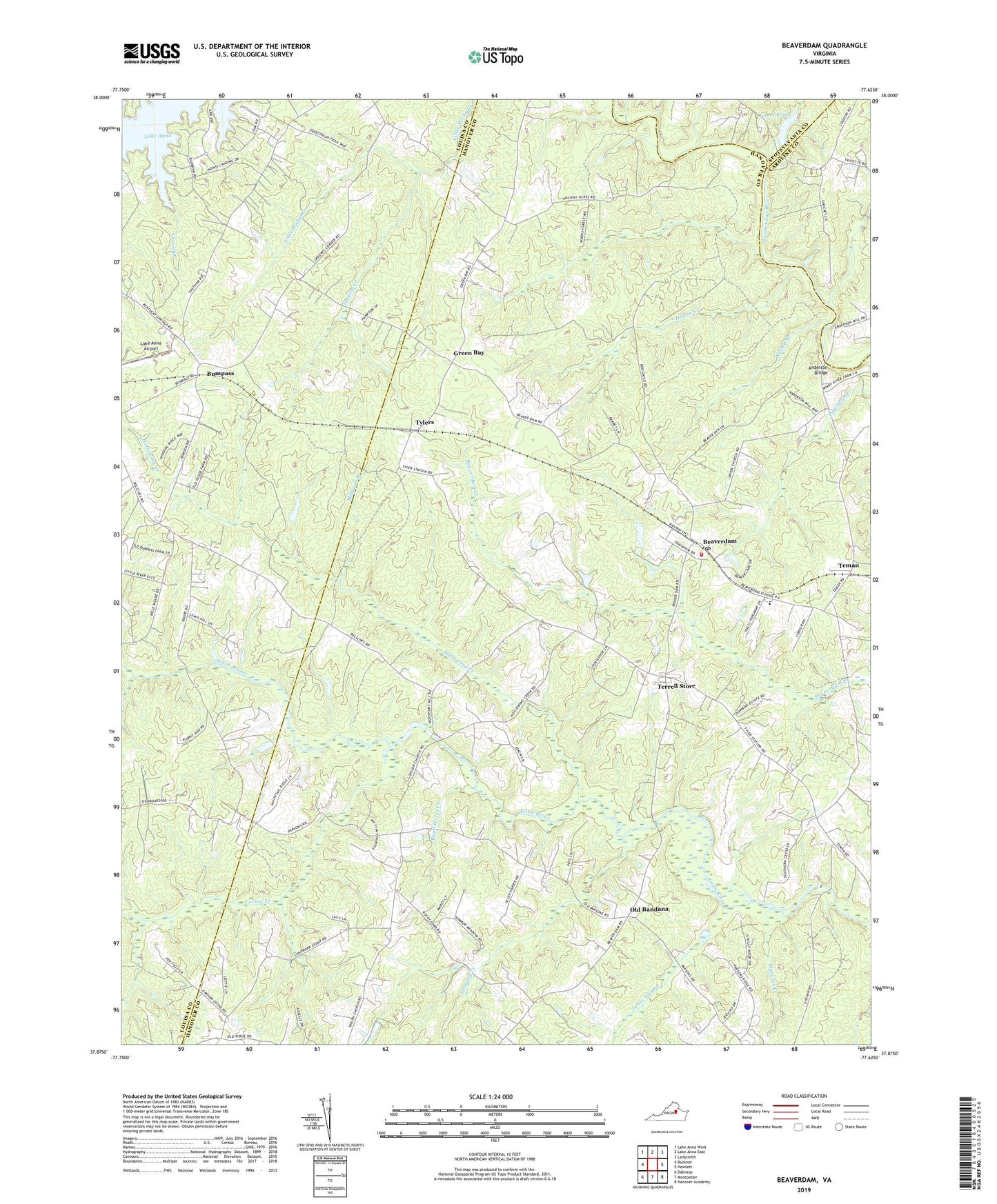 Beaverdam Virginia US Topo Map Image