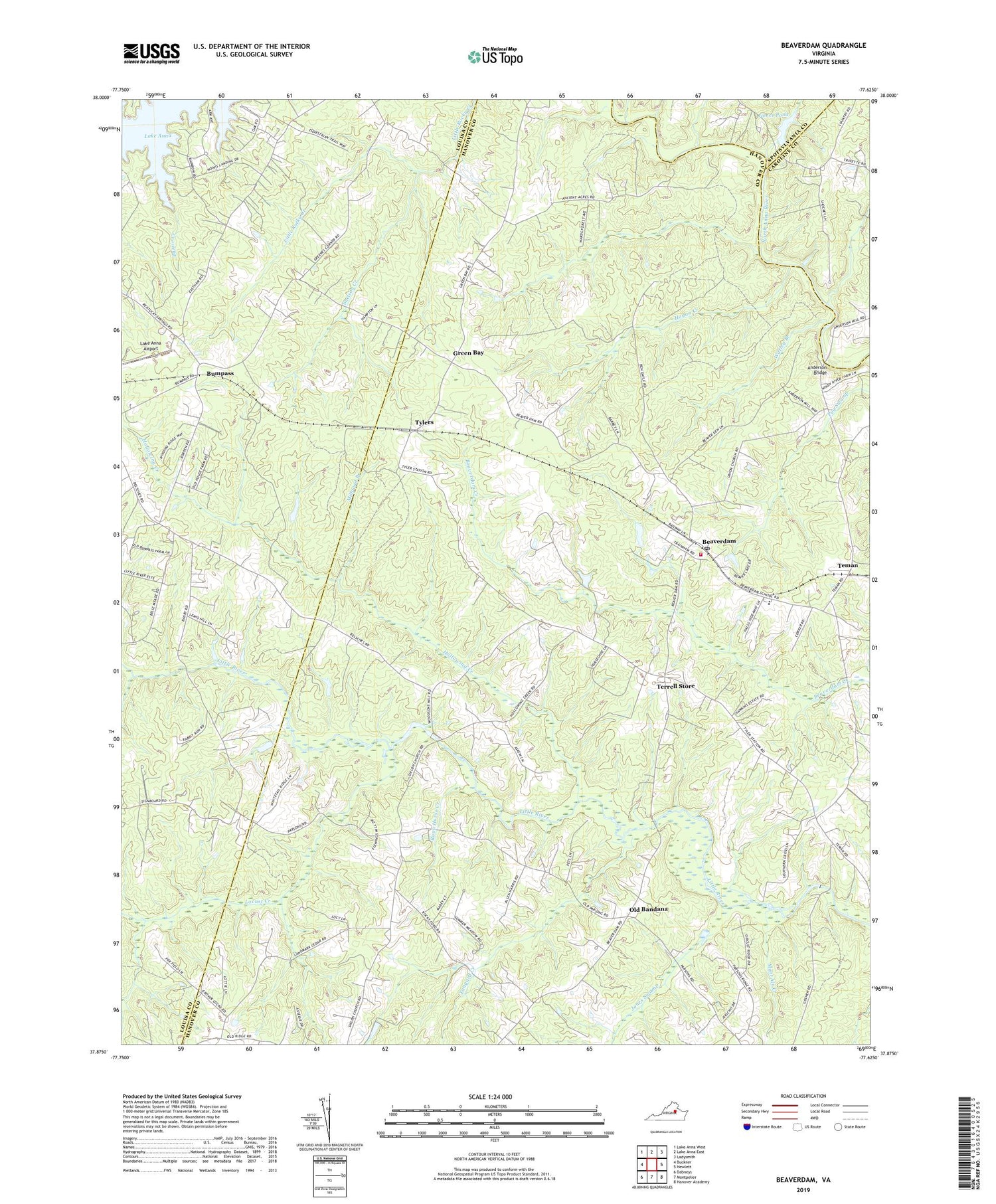 Beaverdam Virginia US Topo Map Image