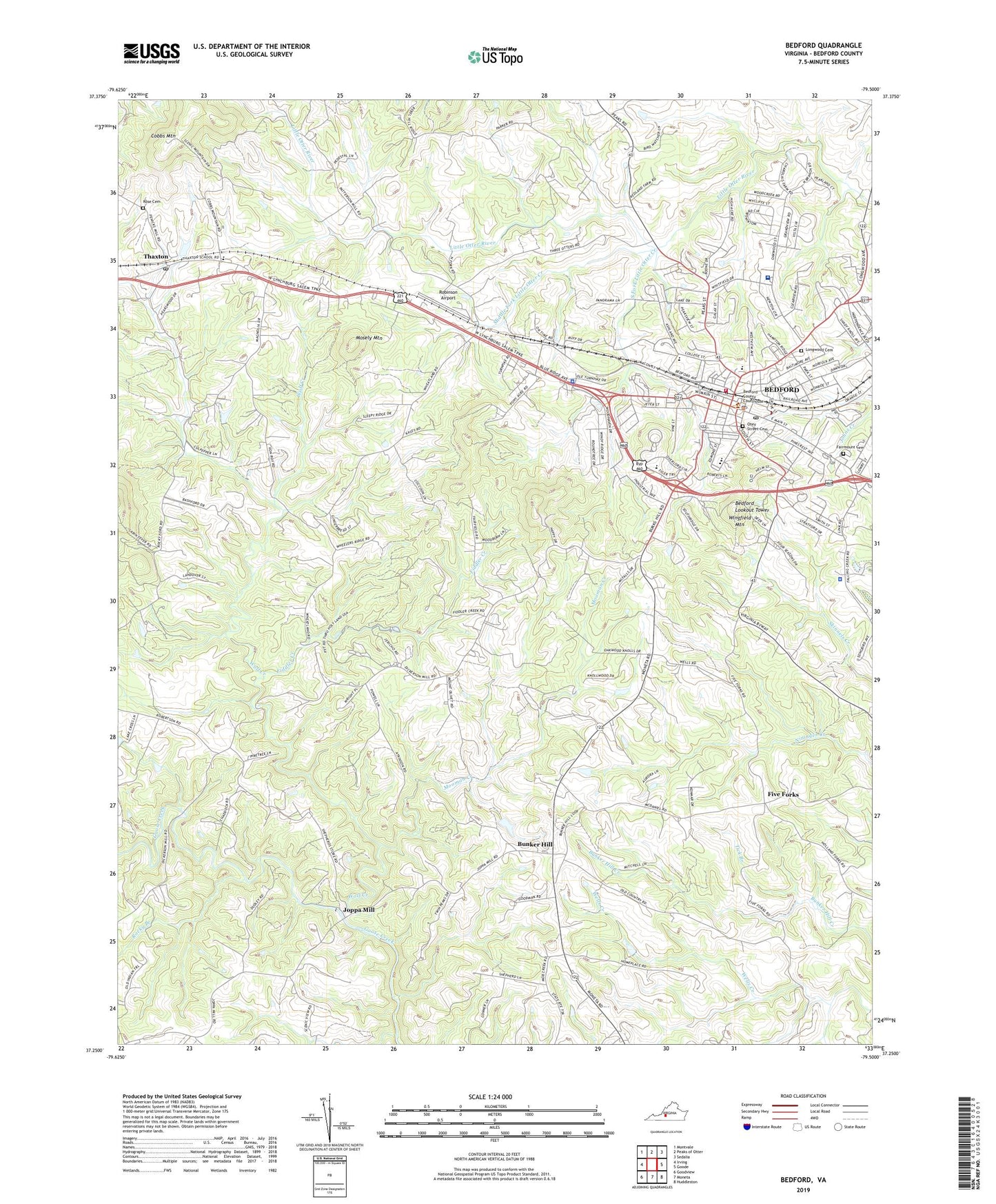 Bedford Virginia US Topo Map Image