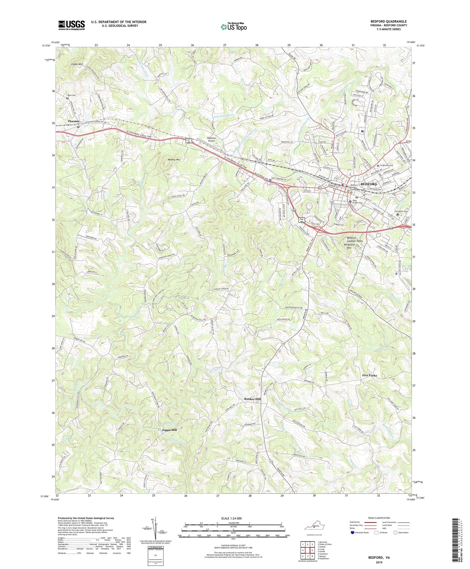 Bedford Virginia US Topo Map Image