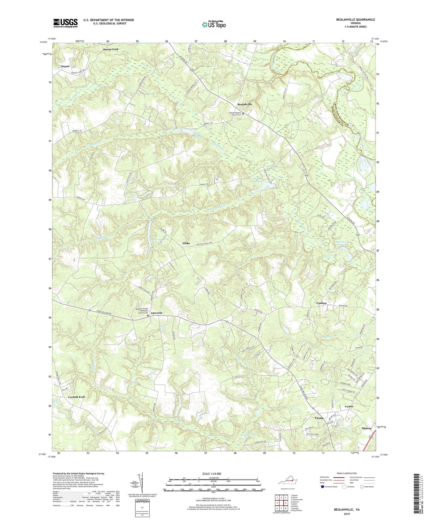 Beulahville Virginia US Topo Map Image