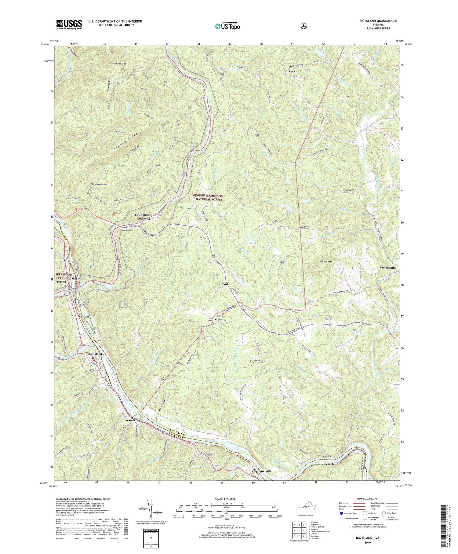 Big Island Virginia US Topo Map Image