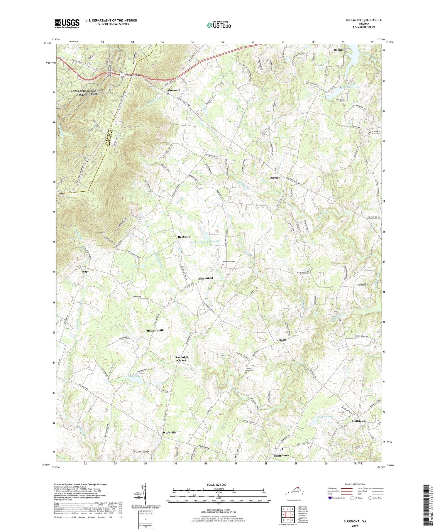 Bluemont Virginia US Topo Map Image