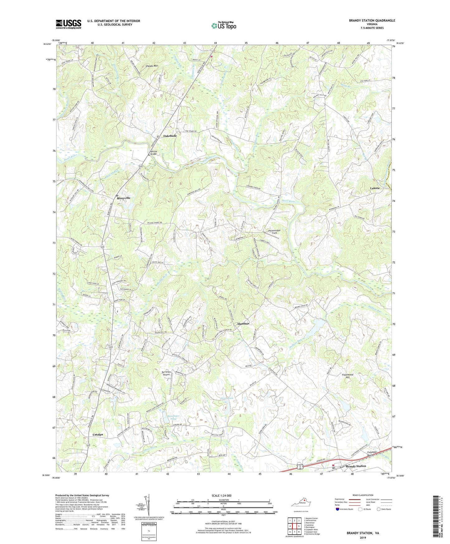 Brandy Station Virginia US Topo Map Image